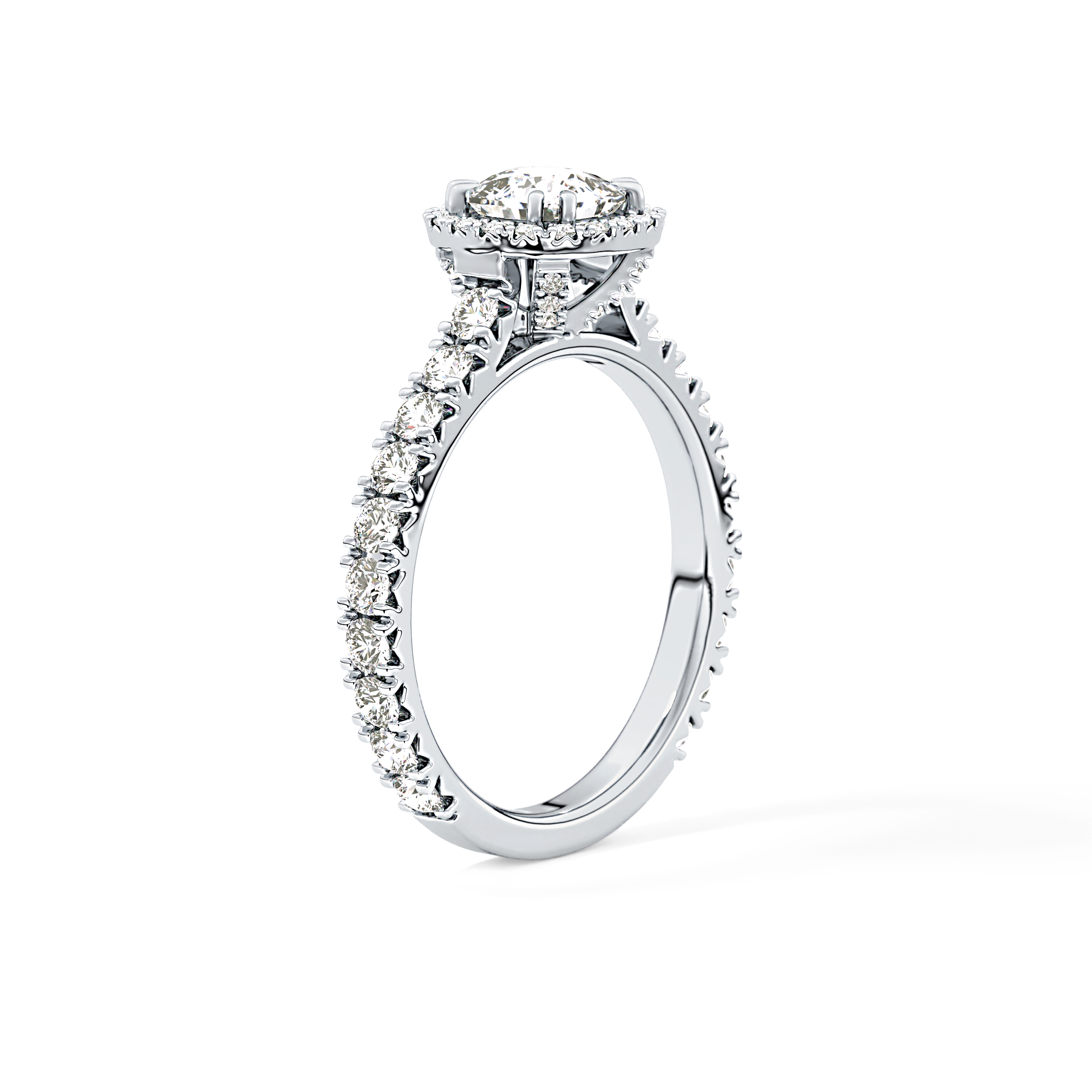 Cushion Halo & Pave Lab Grown Diamond Engagement Ring
