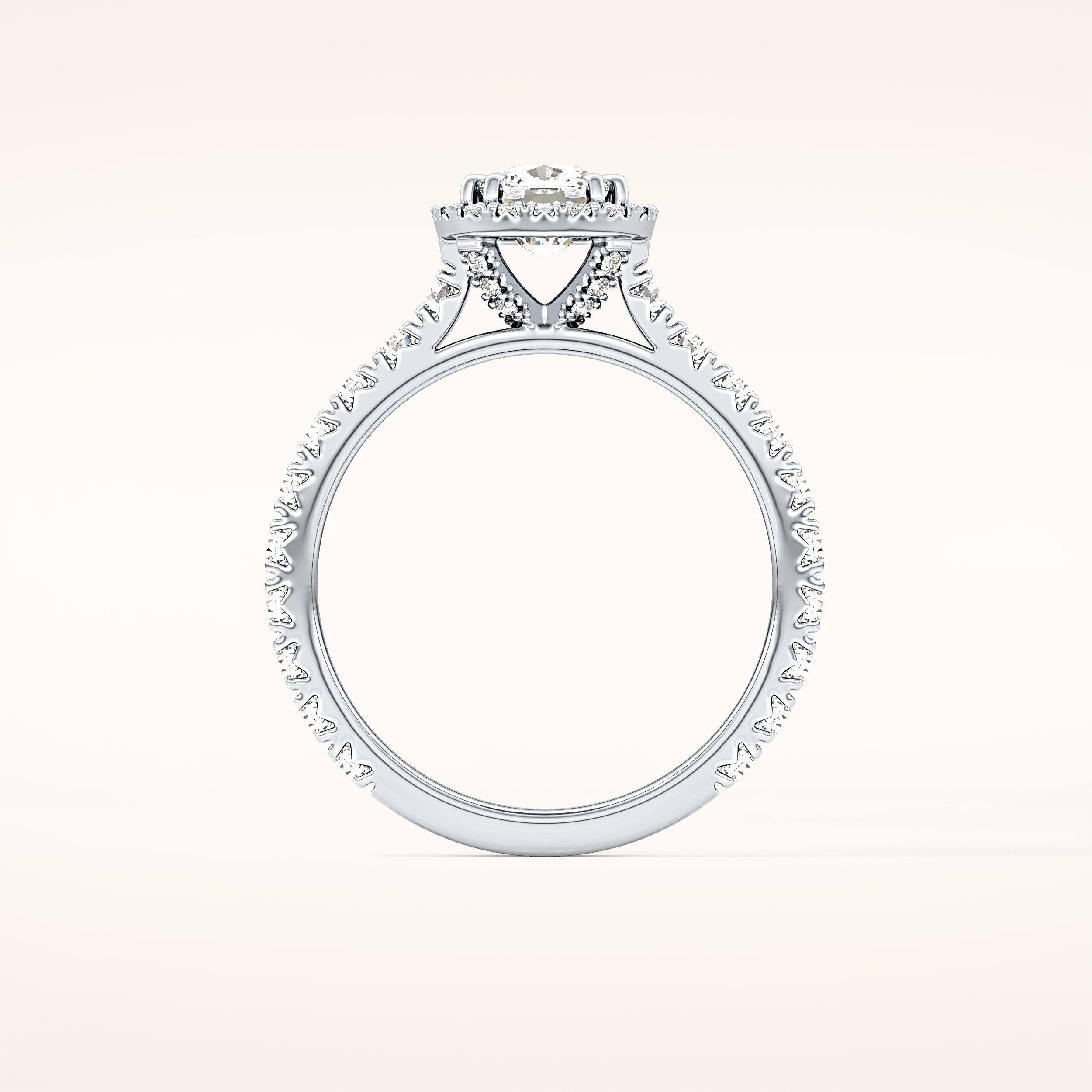 1.04 CT Cushion Shaped Halo & Pave Moissanite Engagement Ring