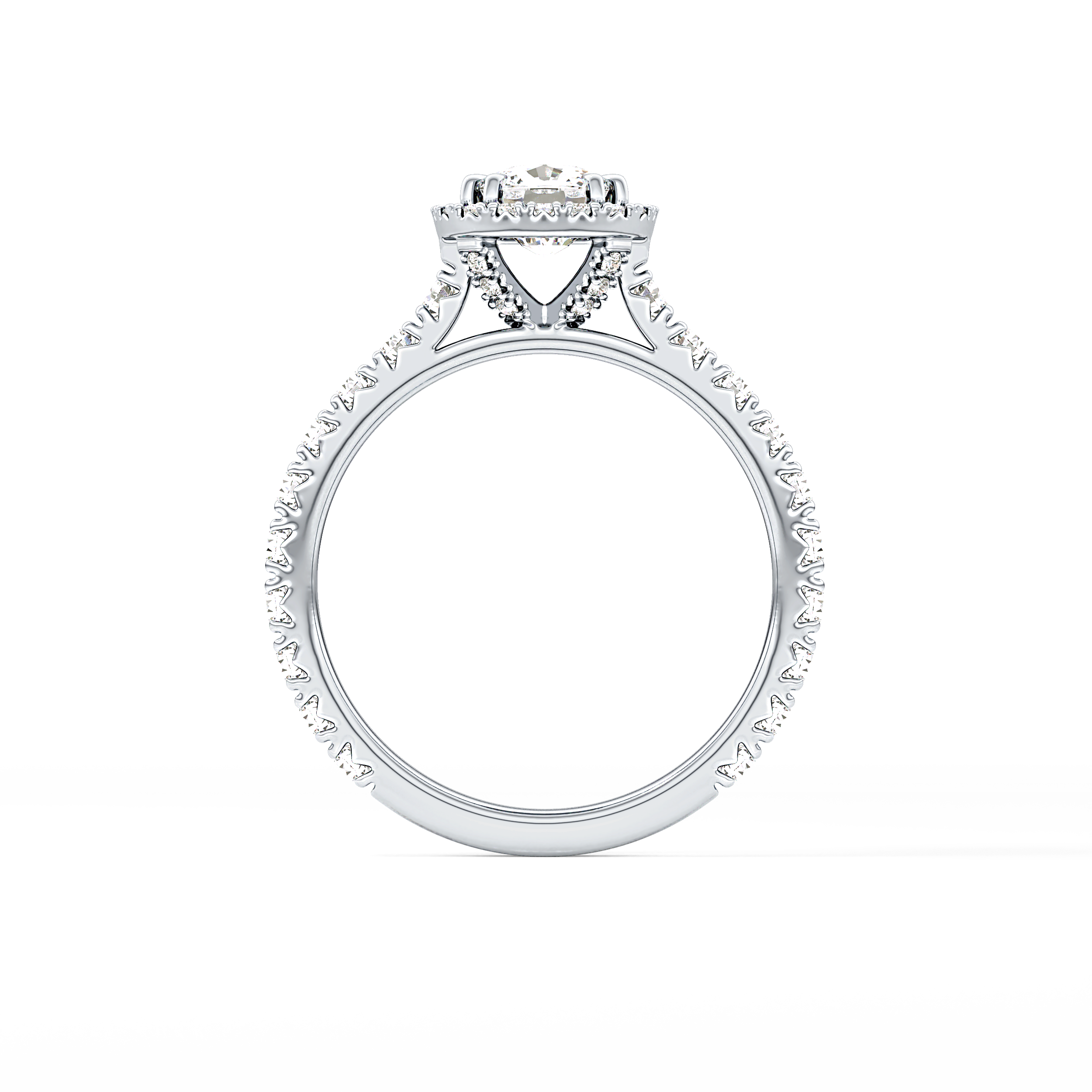 Cushion Halo & Pave Lab Grown Diamond Engagement Ring