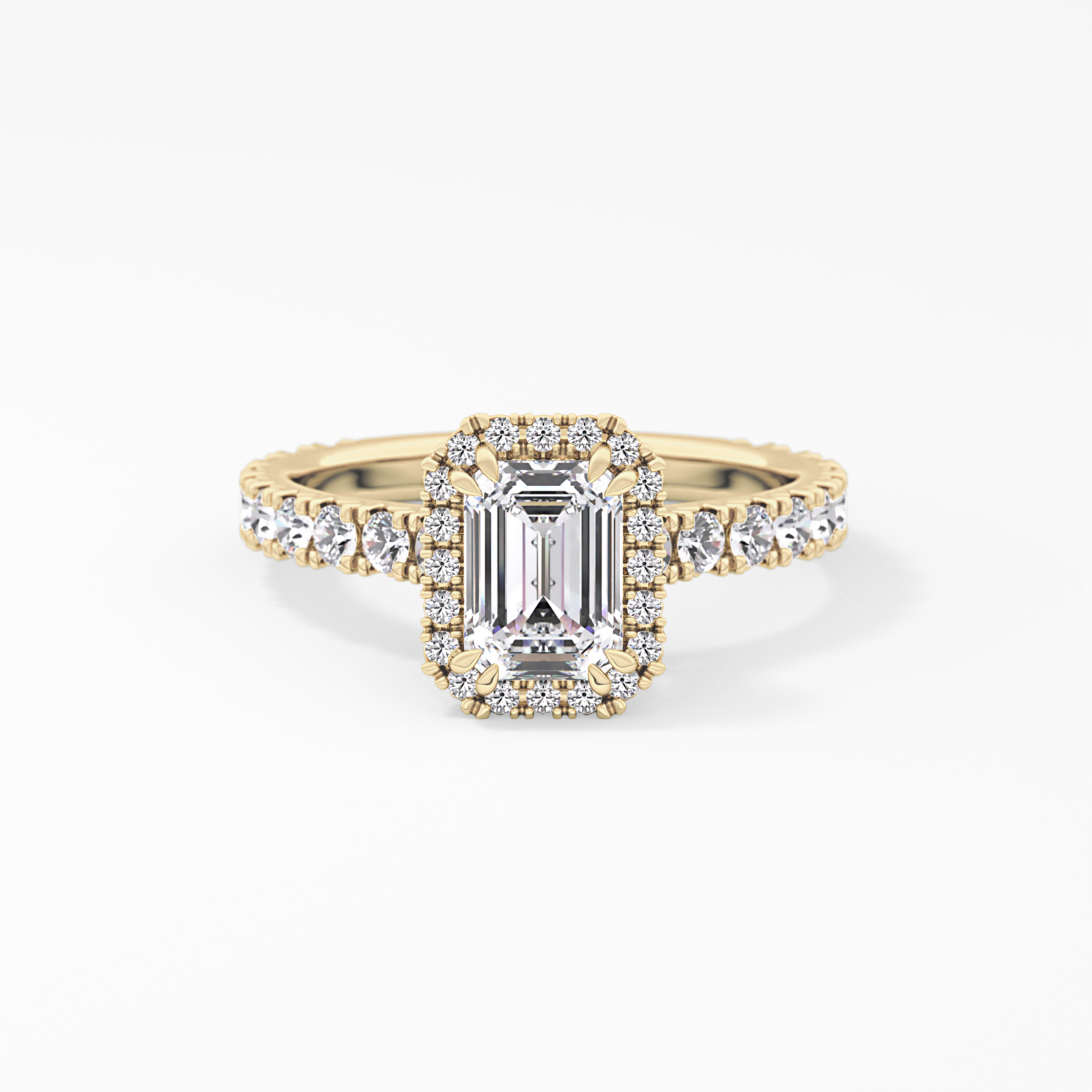 Emerald Halo & Pave Lab Grown Diamond Engagement Ring