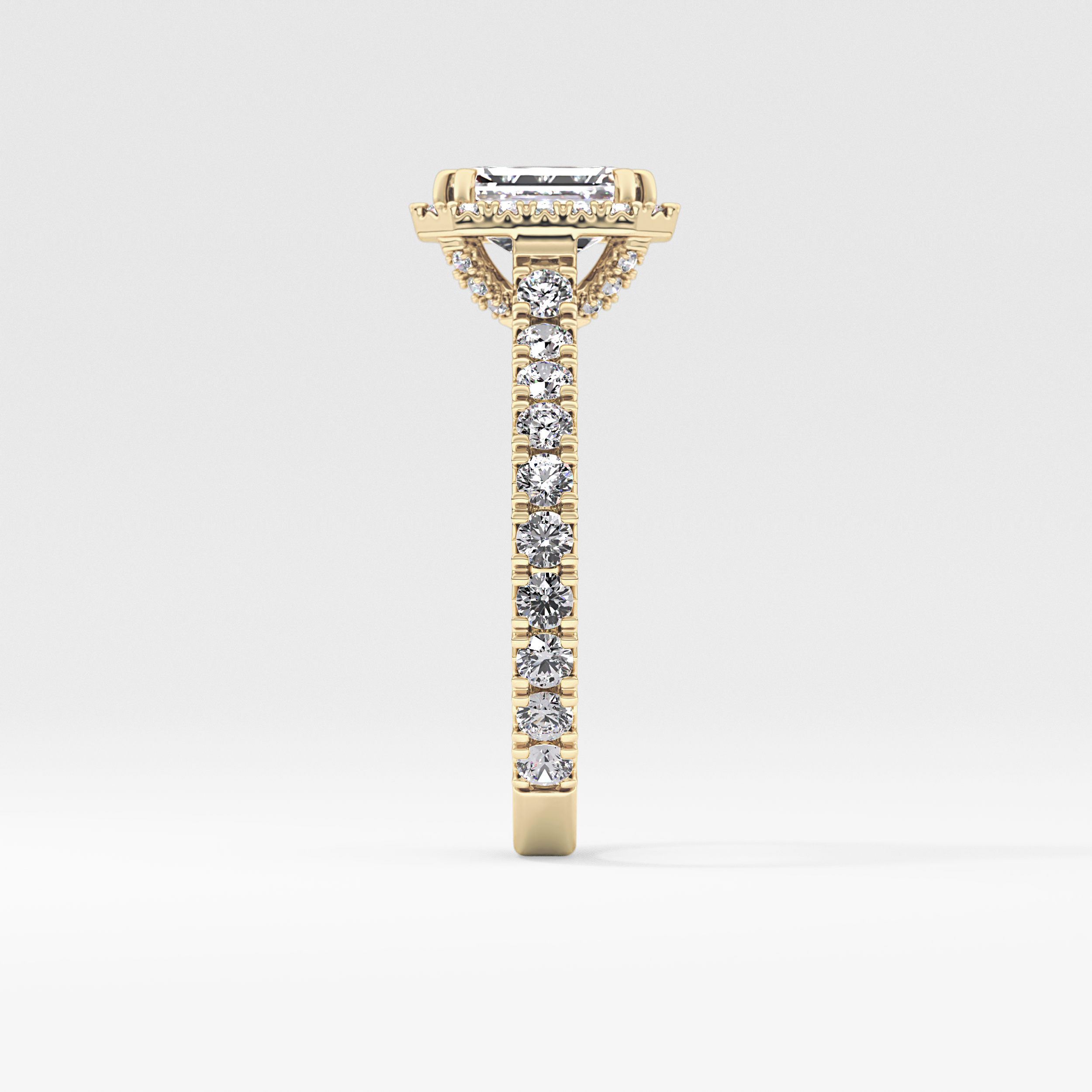 Emerald Halo & Pave Lab Grown Diamond Engagement Ring
