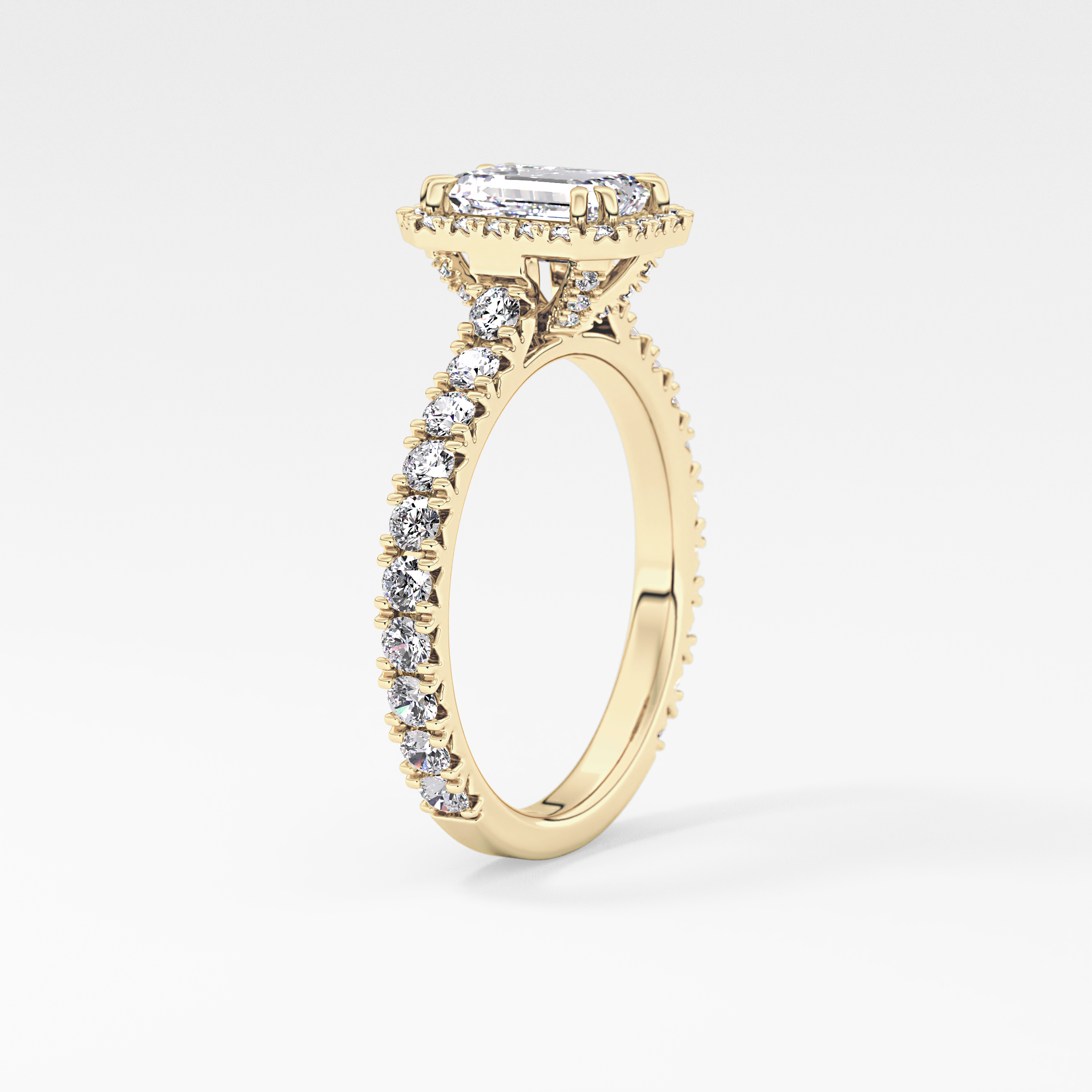 Emerald Halo & Pave Lab Grown Diamond Engagement Ring