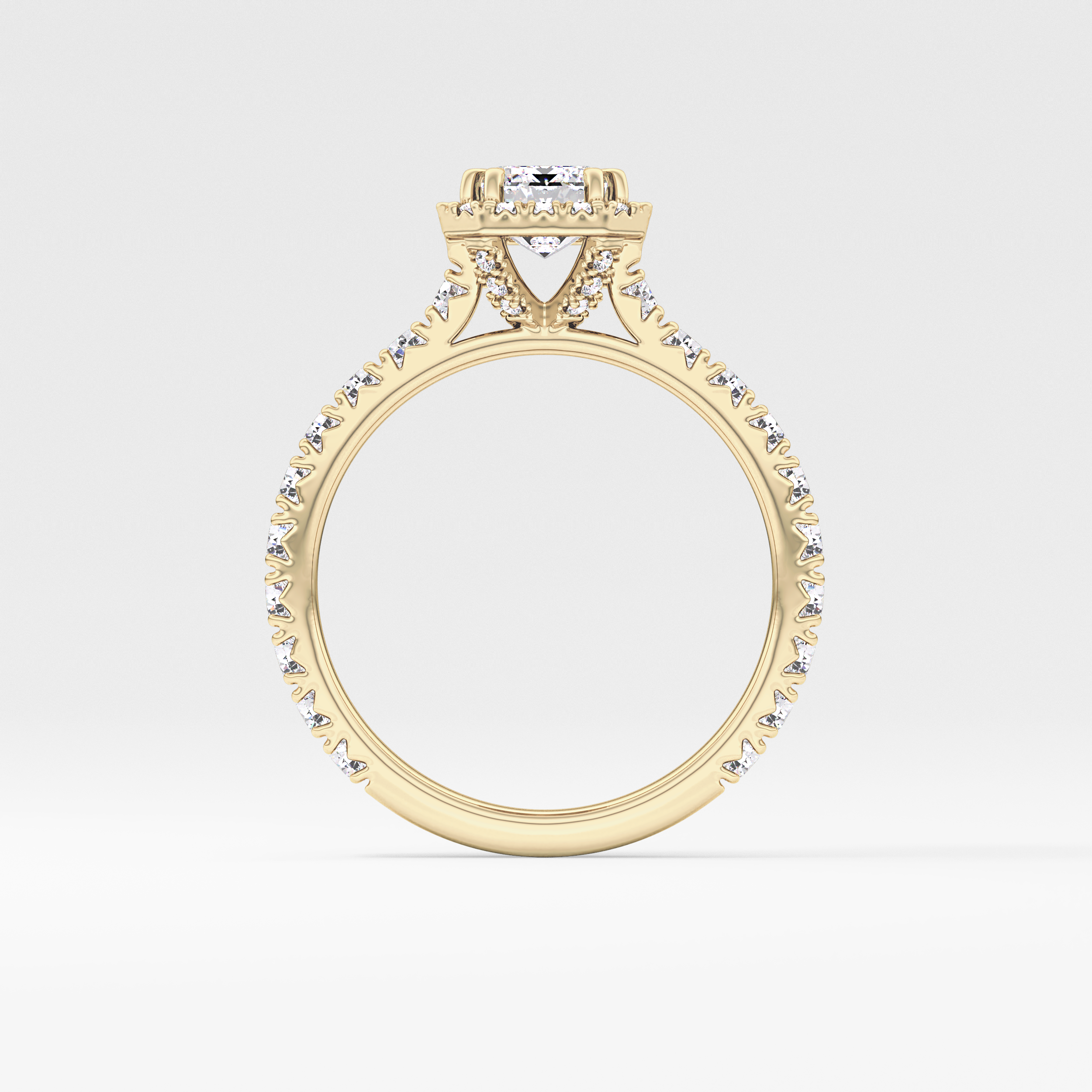 Emerald Halo & Pave Lab Grown Diamond Engagement Ring