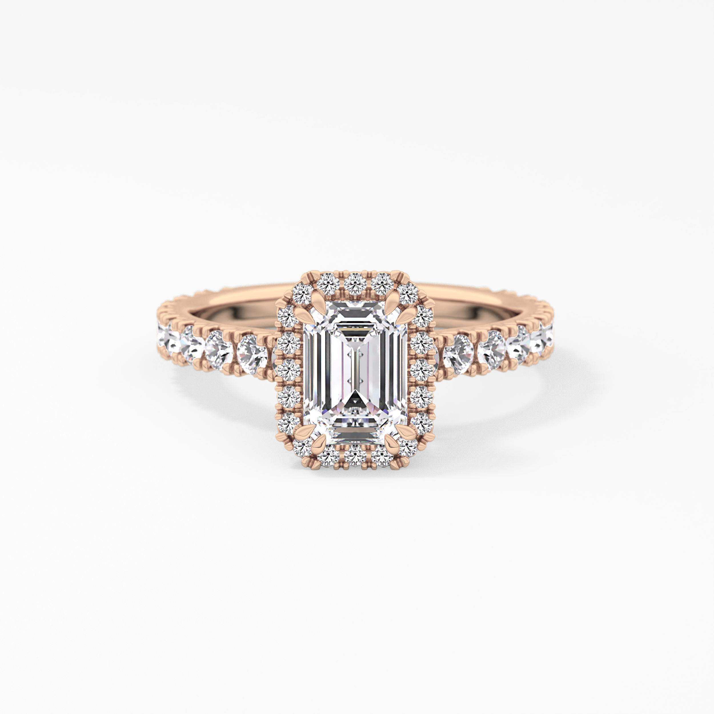 Emerald Halo & Pave Lab Grown Diamond Engagement Ring