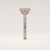 1.02 CT Emerald Shaped Halo & Pave Moissanite Engagement Ring