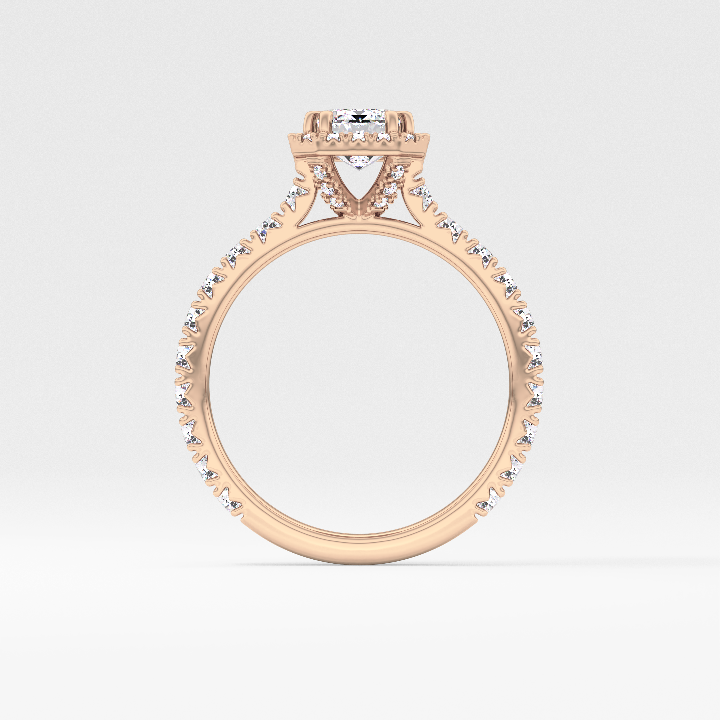 Emerald Halo & Pave Lab Grown Diamond Engagement Ring