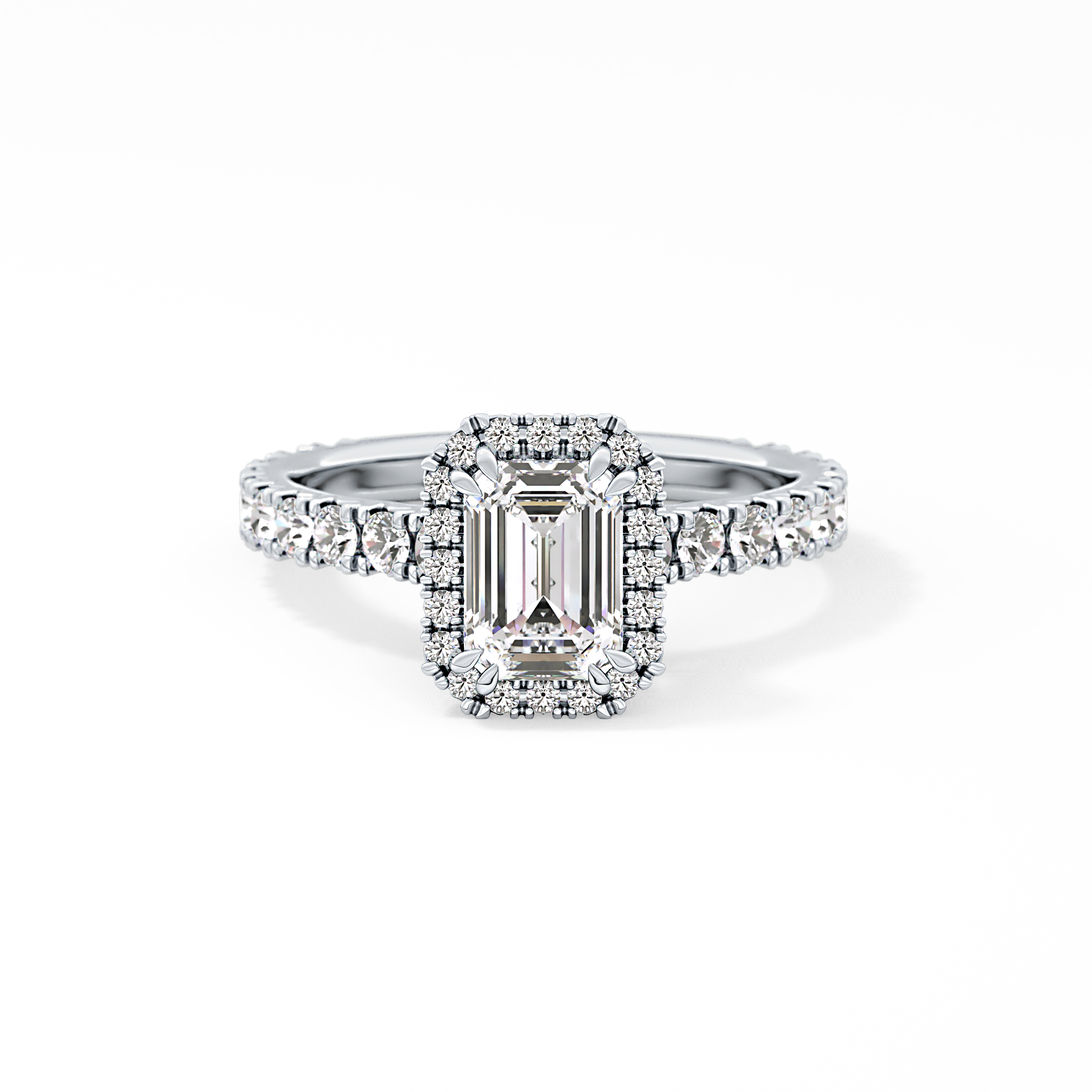 Emerald Halo & Pave Lab Grown Diamond Engagement Ring