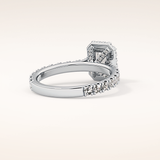 1.02 CT Emerald Shaped Halo & Pave Moissanite Engagement Ring