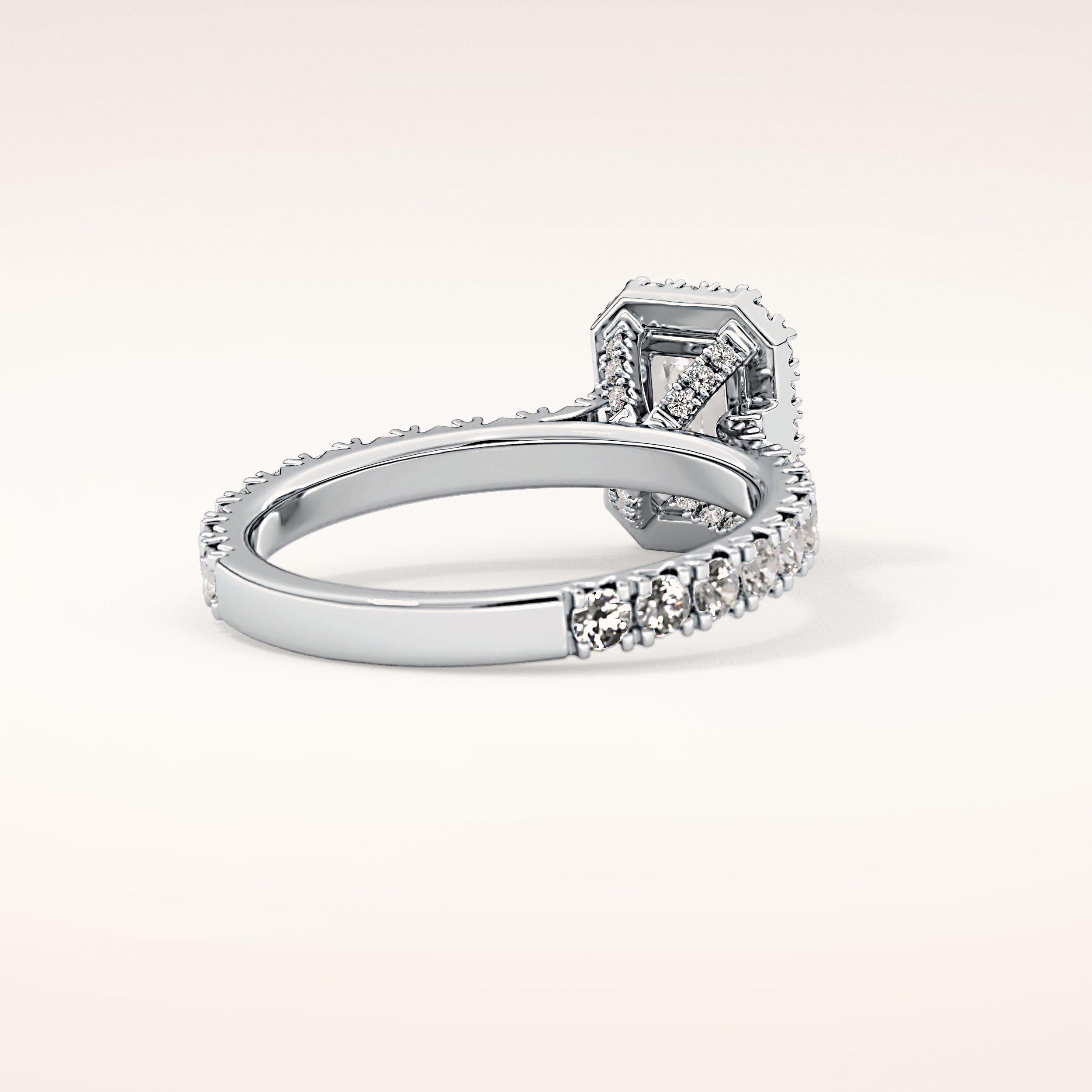 1.02 CT Emerald Shaped Halo & Pave Moissanite Engagement Ring