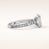 1.02 CT Emerald Shaped Halo & Pave Moissanite Engagement Ring