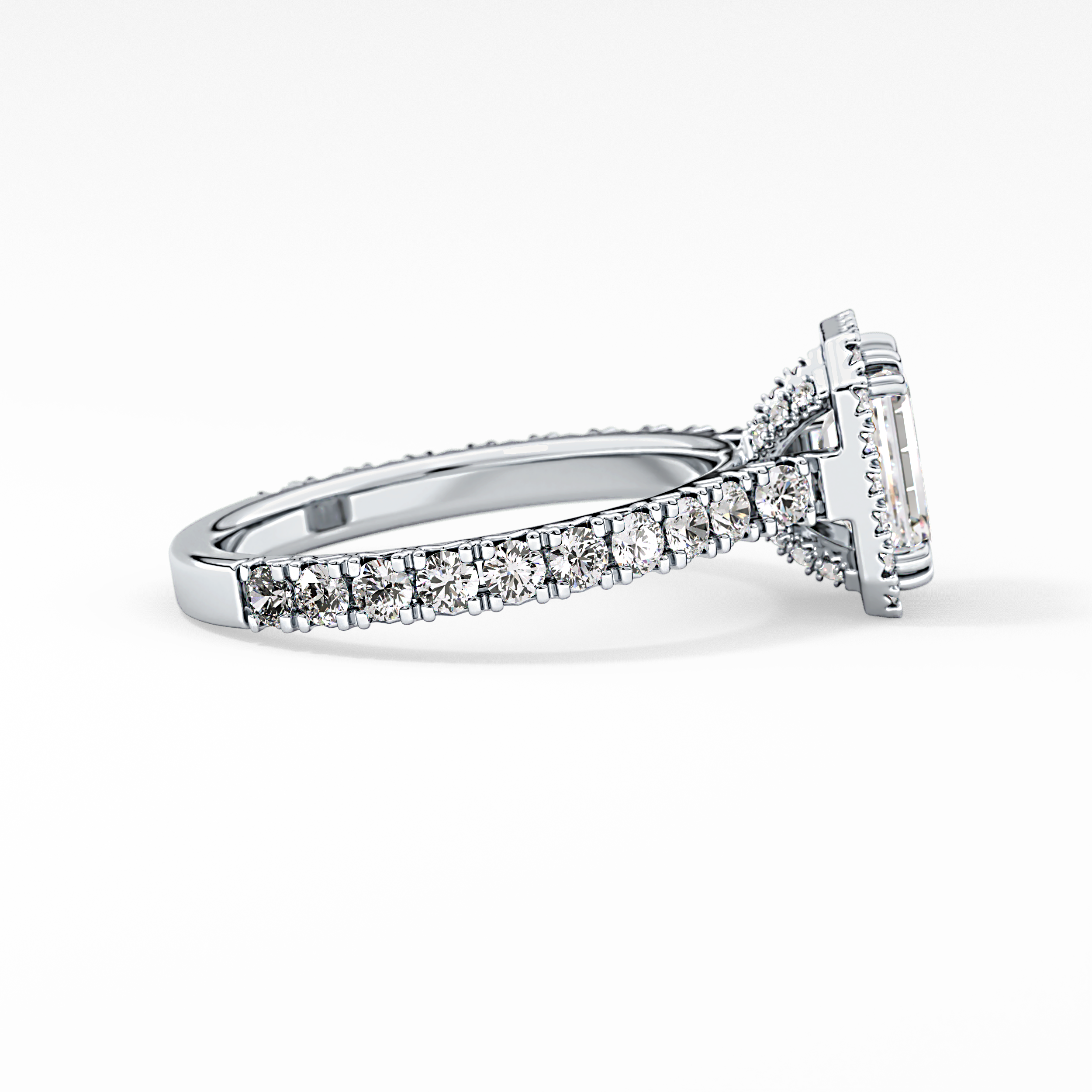 Emerald Halo & Pave Lab Grown Diamond Engagement Ring
