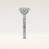 1.02 CT Emerald Shaped Halo & Pave Moissanite Engagement Ring
