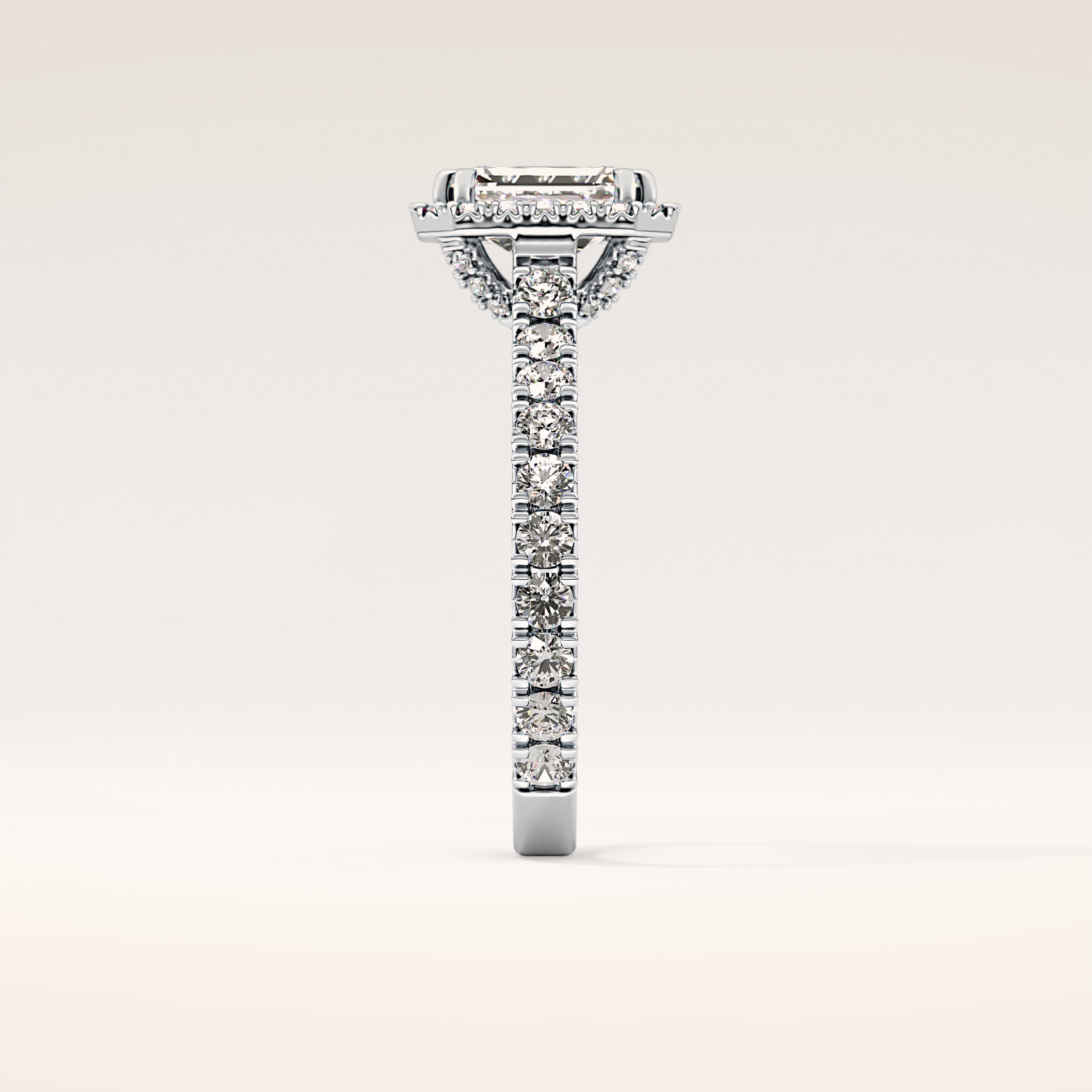 1.02 CT Emerald Shaped Halo & Pave Moissanite Engagement Ring