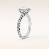 1.02 CT Emerald Shaped Halo & Pave Moissanite Engagement Ring