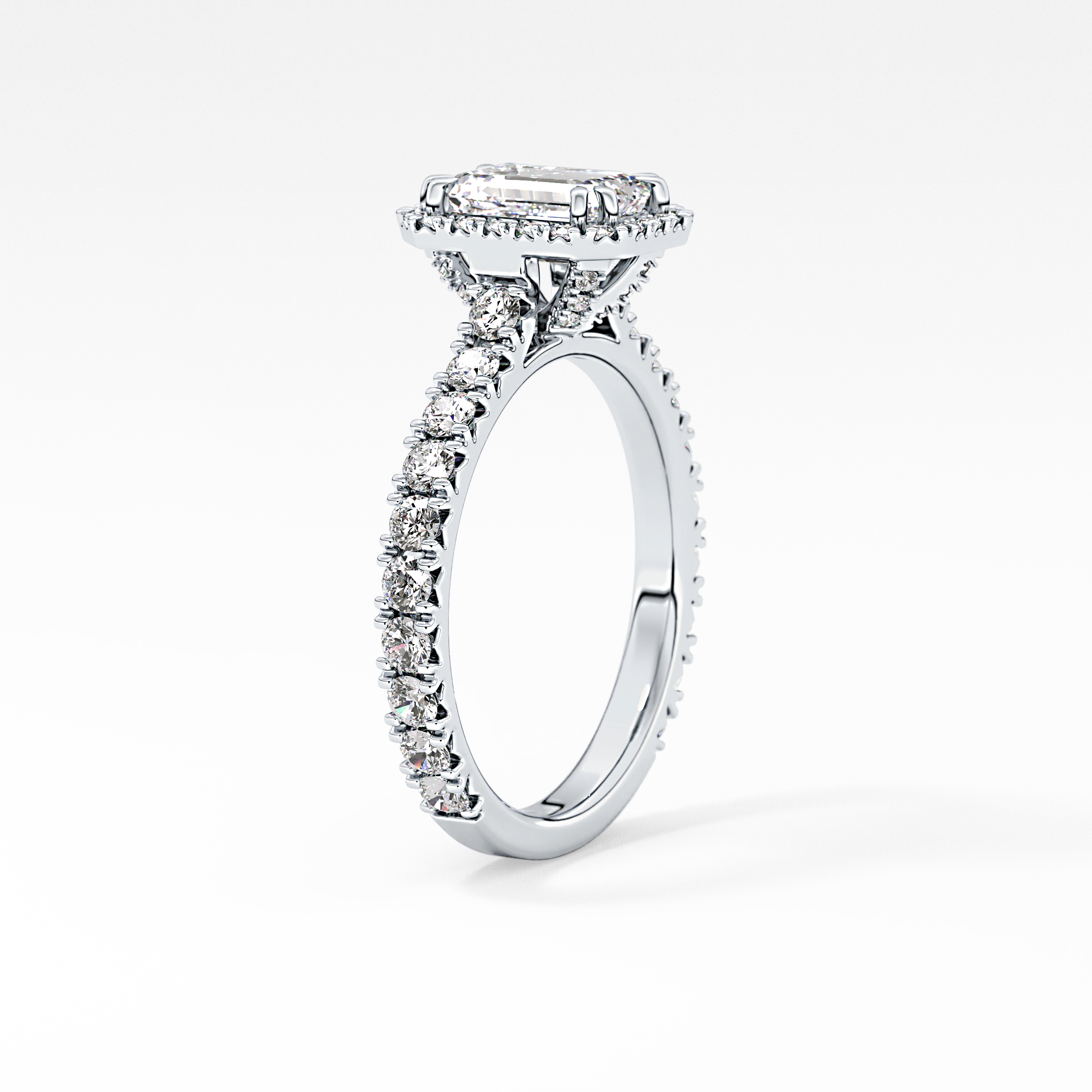 Emerald Halo & Pave Lab Grown Diamond Engagement Ring