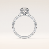 1.02 CT Emerald Shaped Halo & Pave Moissanite Engagement Ring