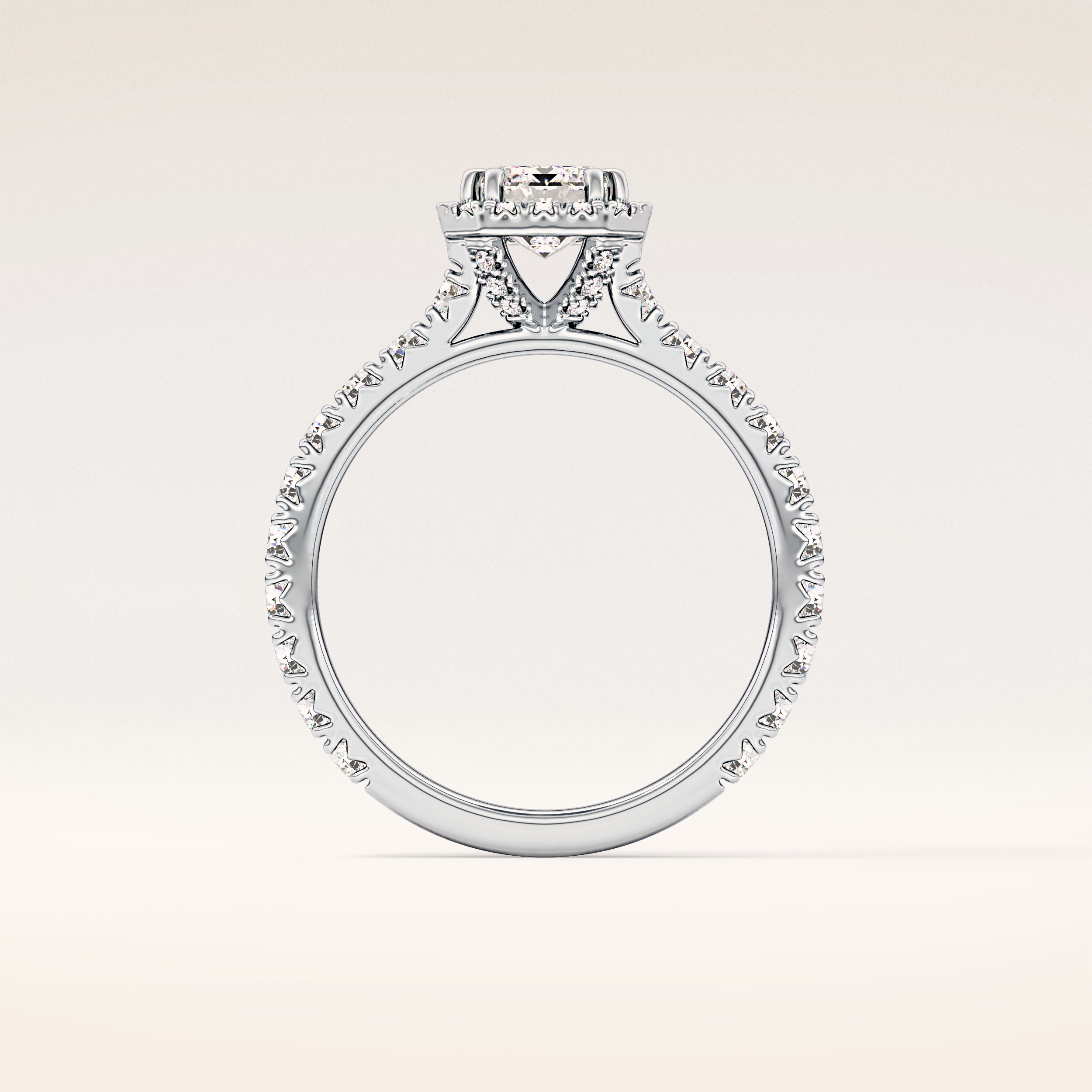 1.02 CT Emerald Shaped Halo & Pave Moissanite Engagement Ring
