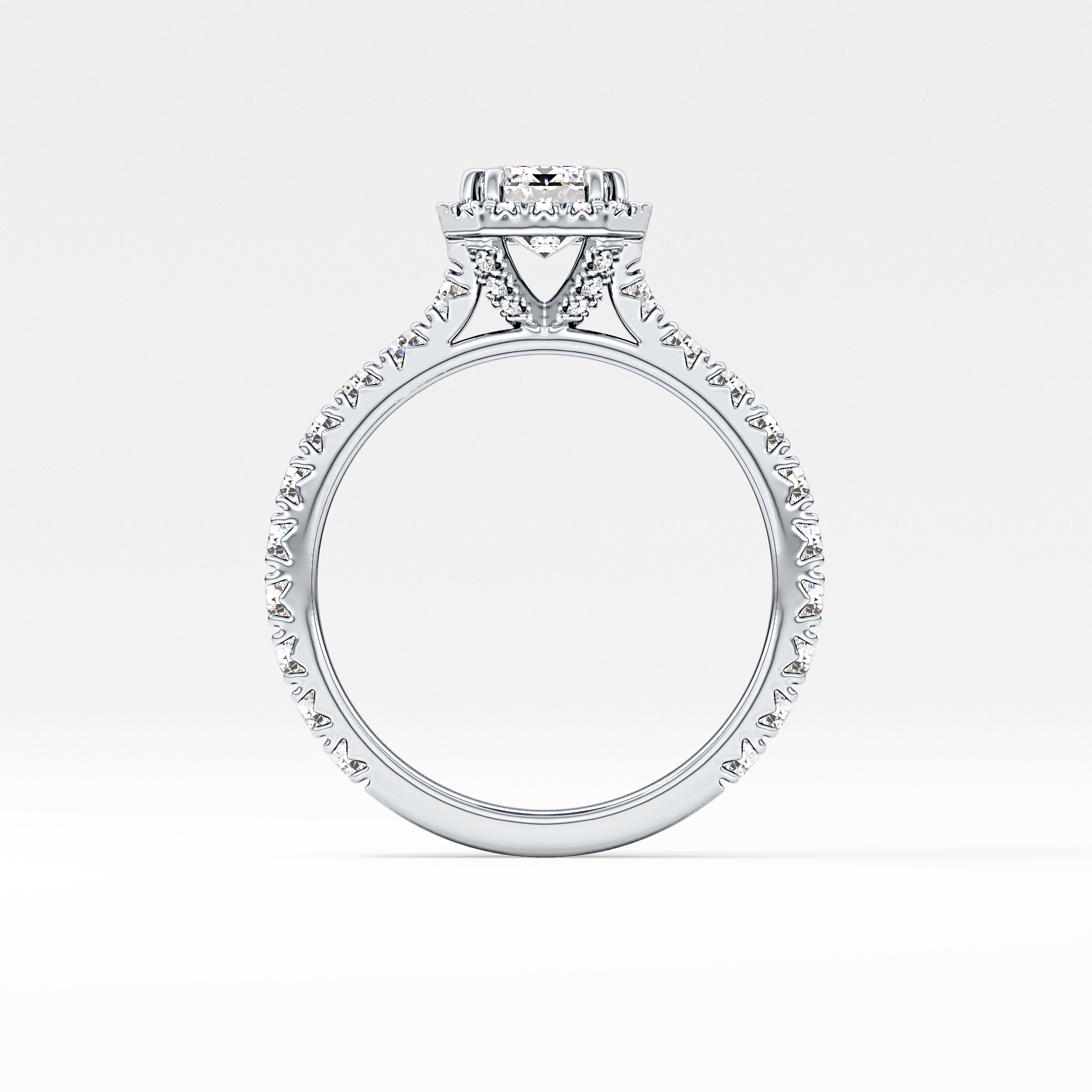 Emerald Halo & Pave Lab Grown Diamond Engagement Ring