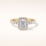 1.21 CT Radiant Shaped Halo & Pave Moissanite Engagement Ring