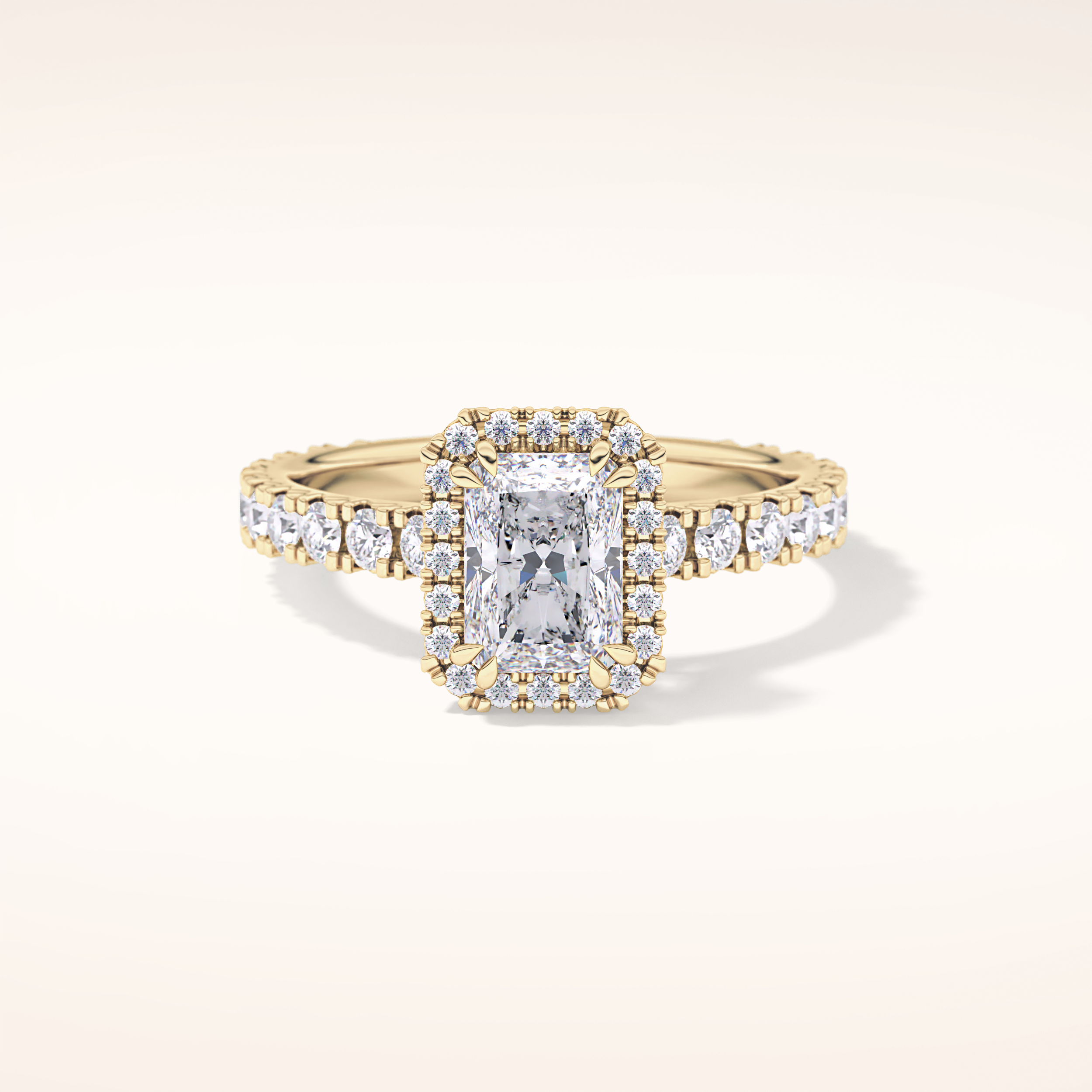 1.21 CT Radiant Shaped Halo & Pave Moissanite Engagement Ring