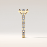 1.21 CT Radiant Shaped Halo & Pave Moissanite Engagement Ring