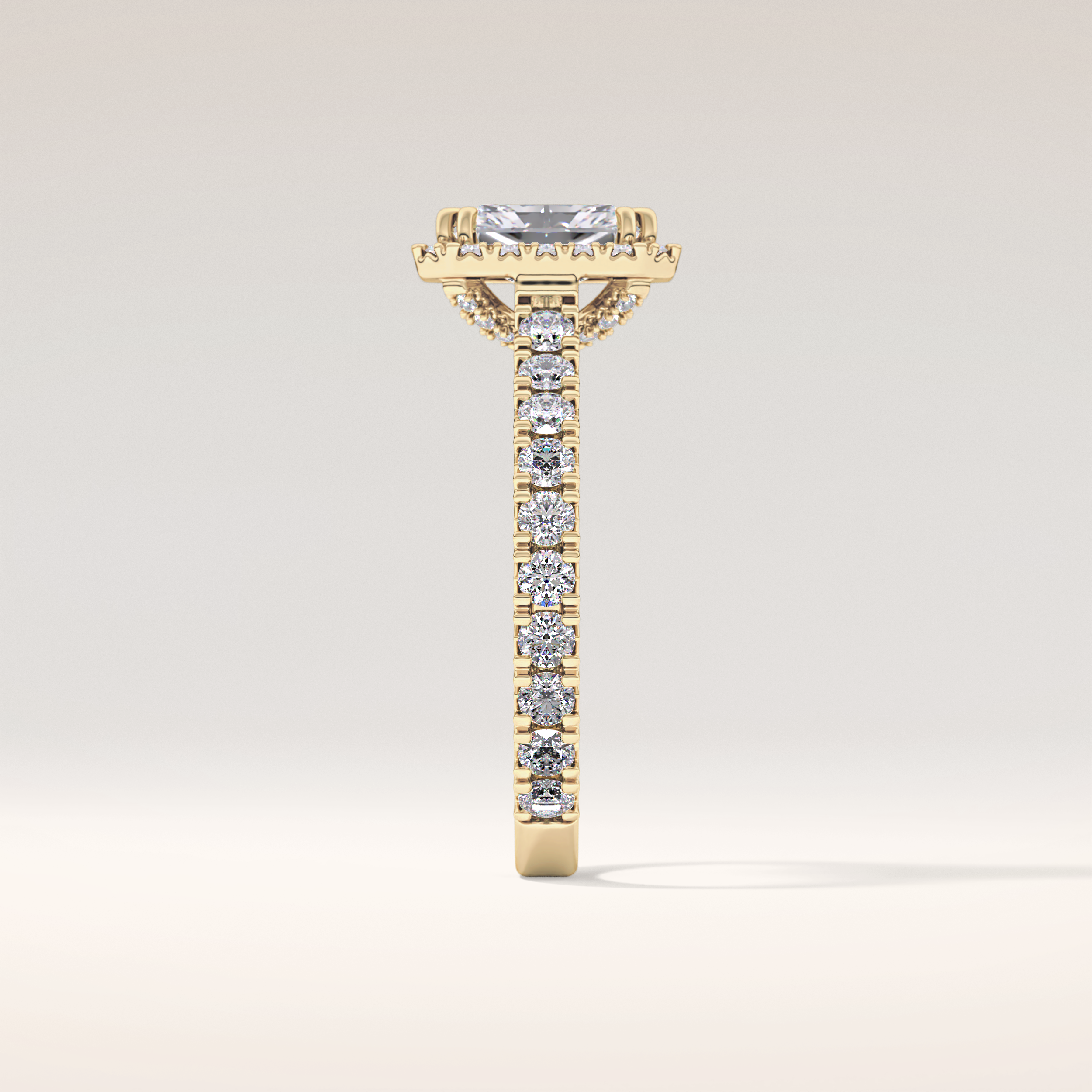 1.21 CT Radiant Shaped Halo & Pave Moissanite Engagement Ring