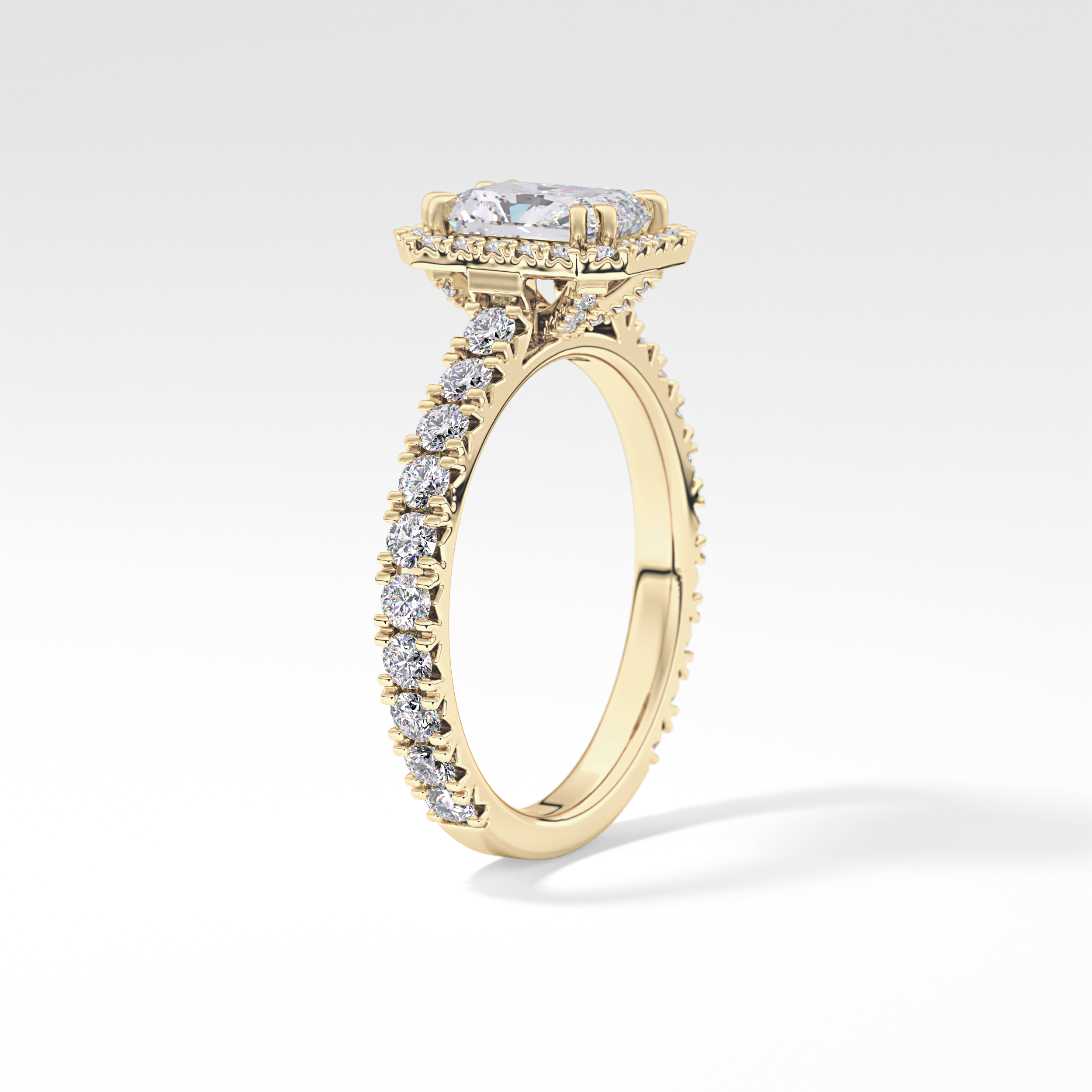 Radiant Halo & Pave Lab Grown Diamond Engagement Ring