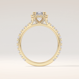 1.21 CT Radiant Shaped Halo & Pave Moissanite Engagement Ring