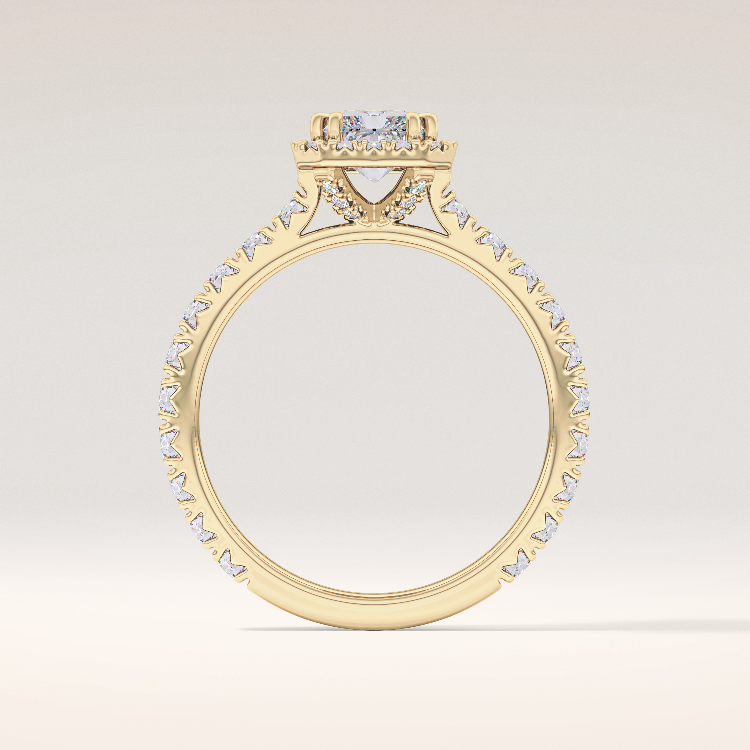 1.21 CT Radiant Shaped Halo & Pave Moissanite Engagement Ring