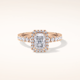 1.21 CT Radiant Shaped Halo & Pave Moissanite Engagement Ring