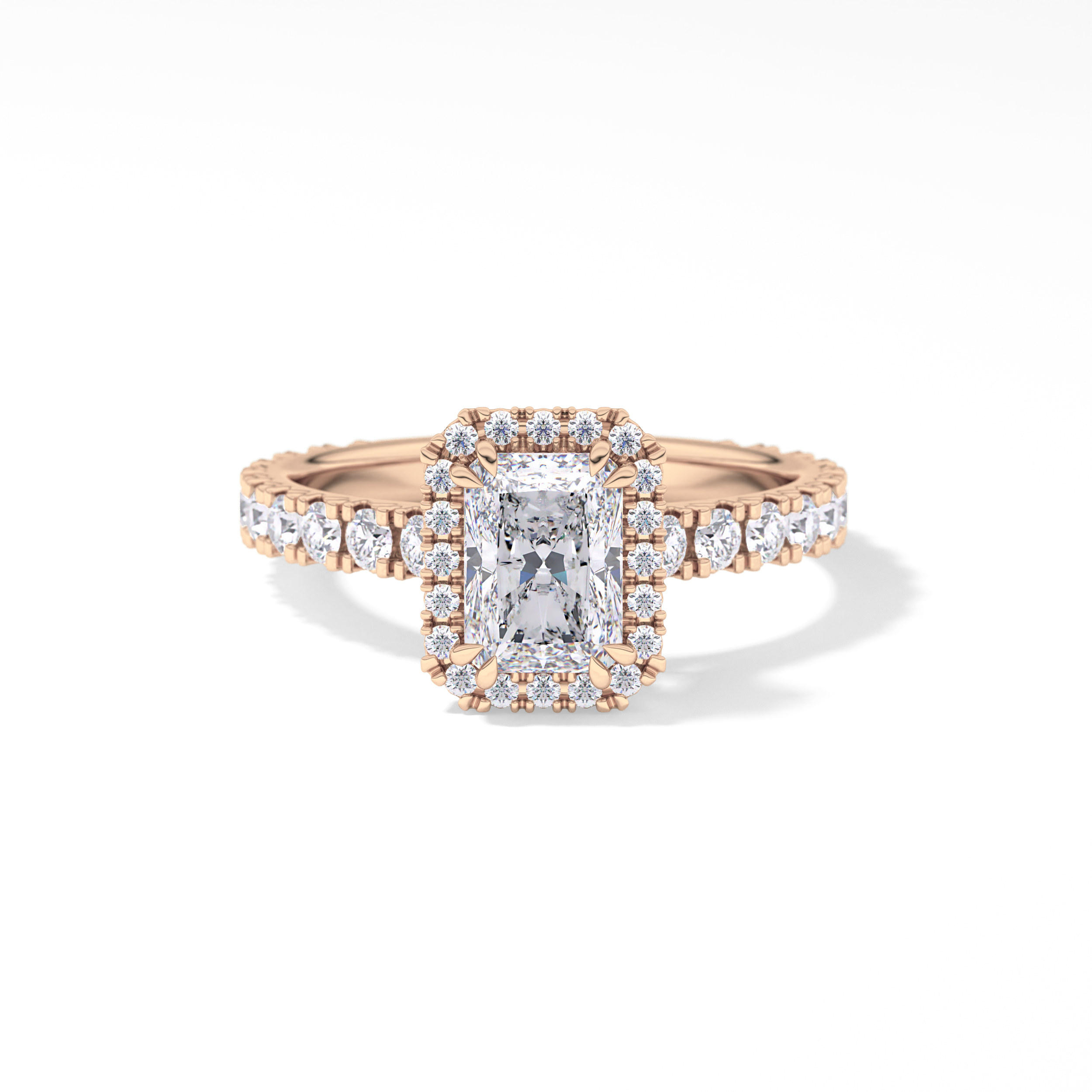 Radiant Halo & Pave Lab Grown Diamond Engagement Ring