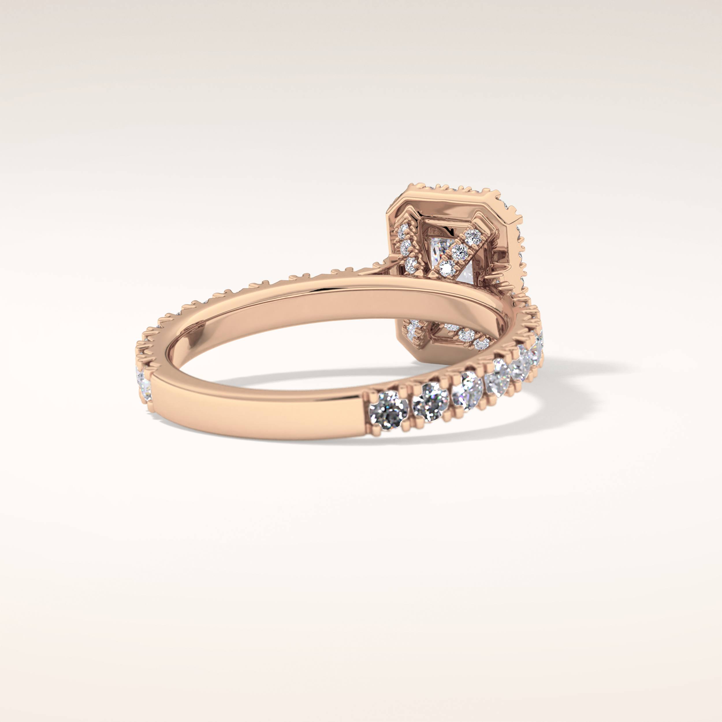 1.21 CT Radiant Shaped Halo & Pave Moissanite Engagement Ring