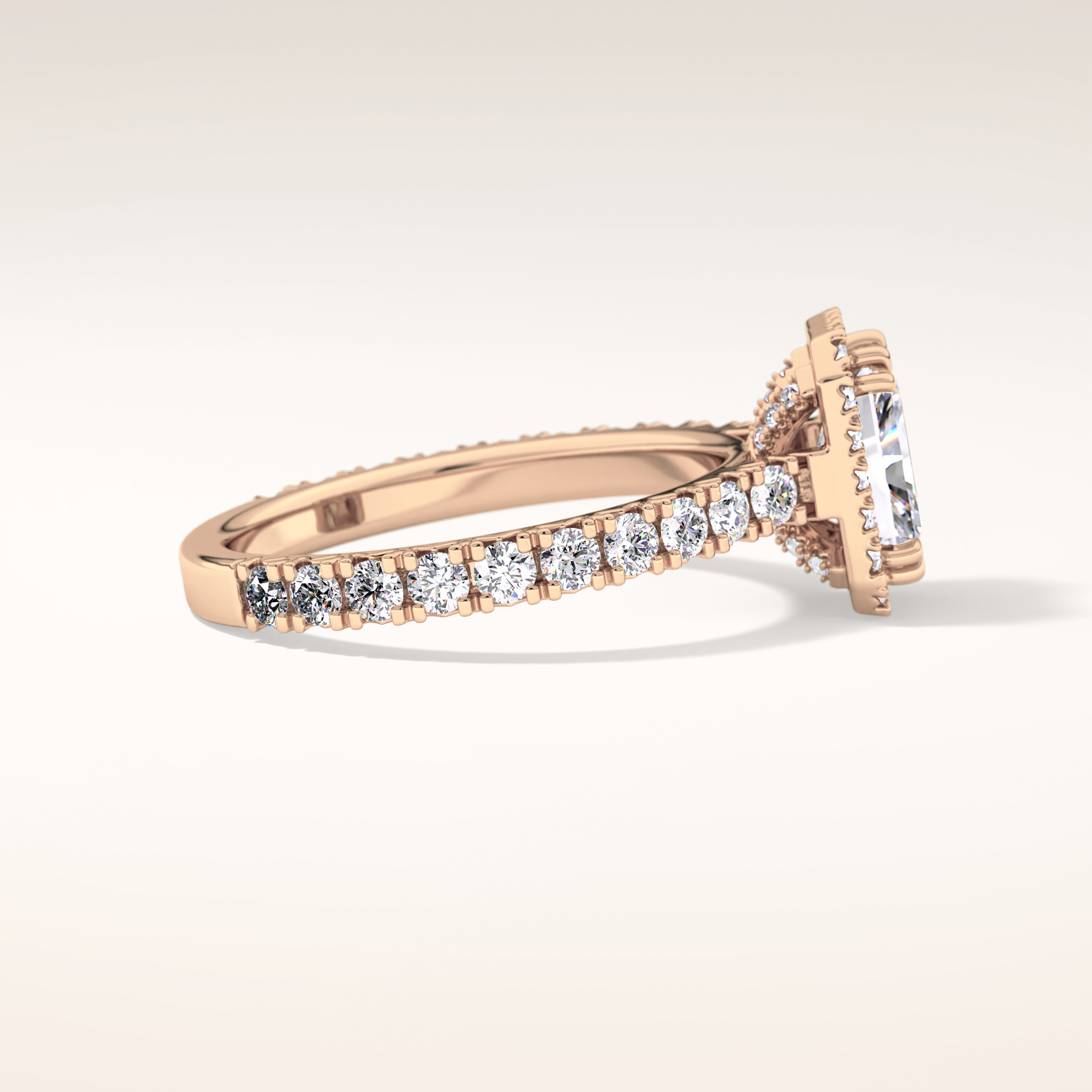 1.21 CT Radiant Shaped Halo & Pave Moissanite Engagement Ring