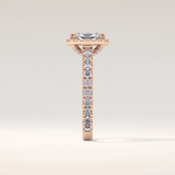 1.21 CT Radiant Shaped Halo & Pave Moissanite Engagement Ring