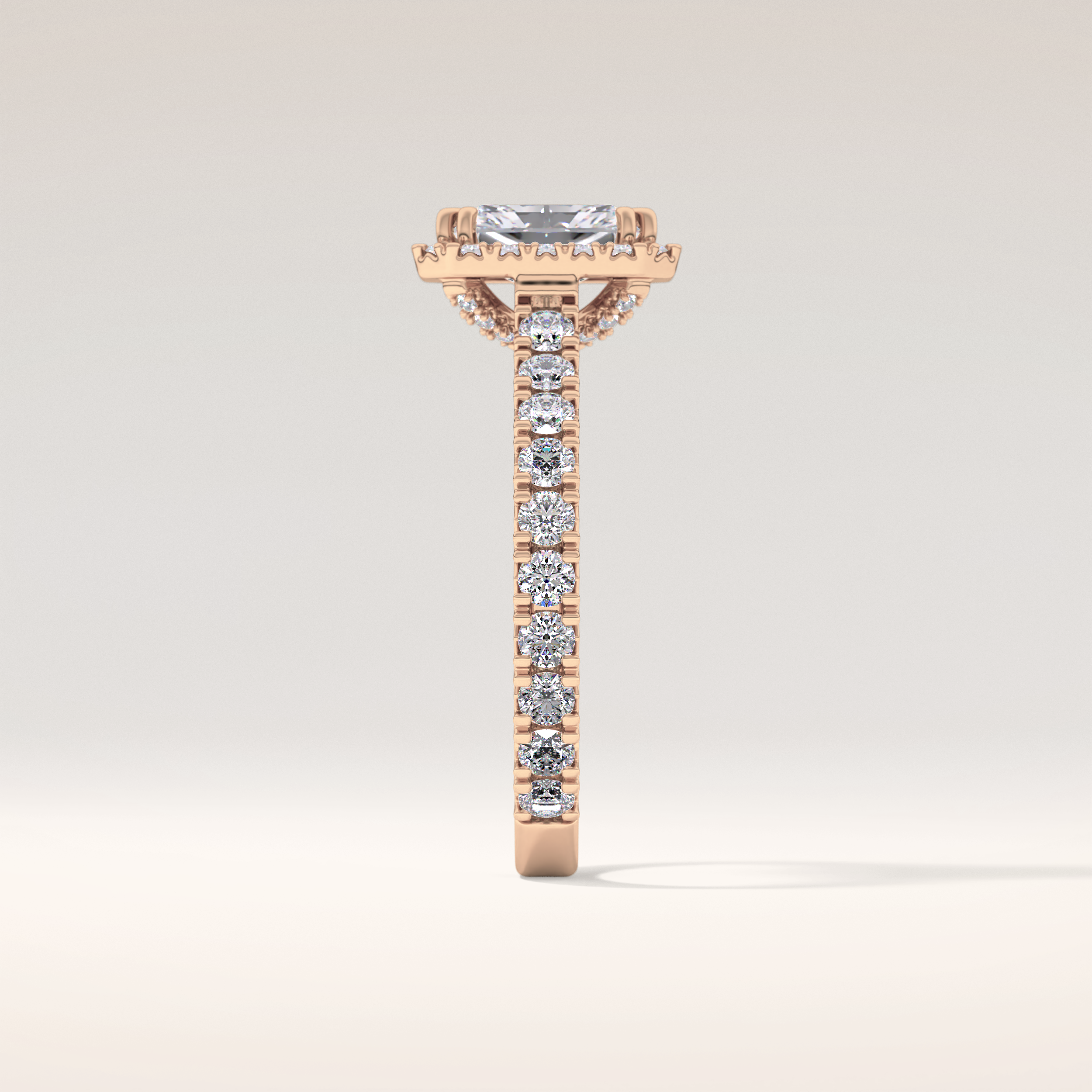 1.21 CT Radiant Shaped Halo & Pave Moissanite Engagement Ring
