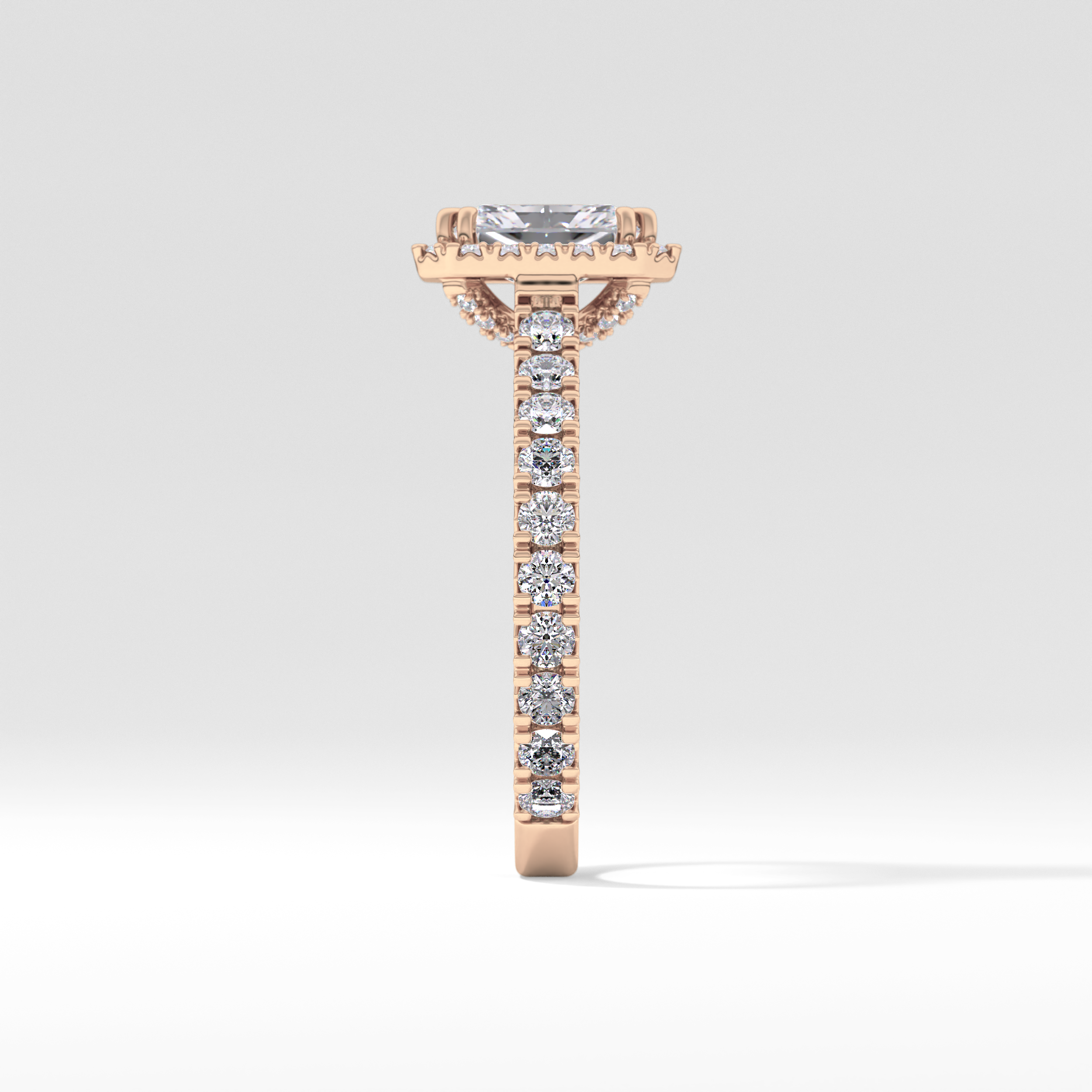 Radiant Halo & Pave Lab Grown Diamond Engagement Ring
