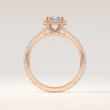 1.21 CT Radiant Shaped Halo & Pave Moissanite Engagement Ring