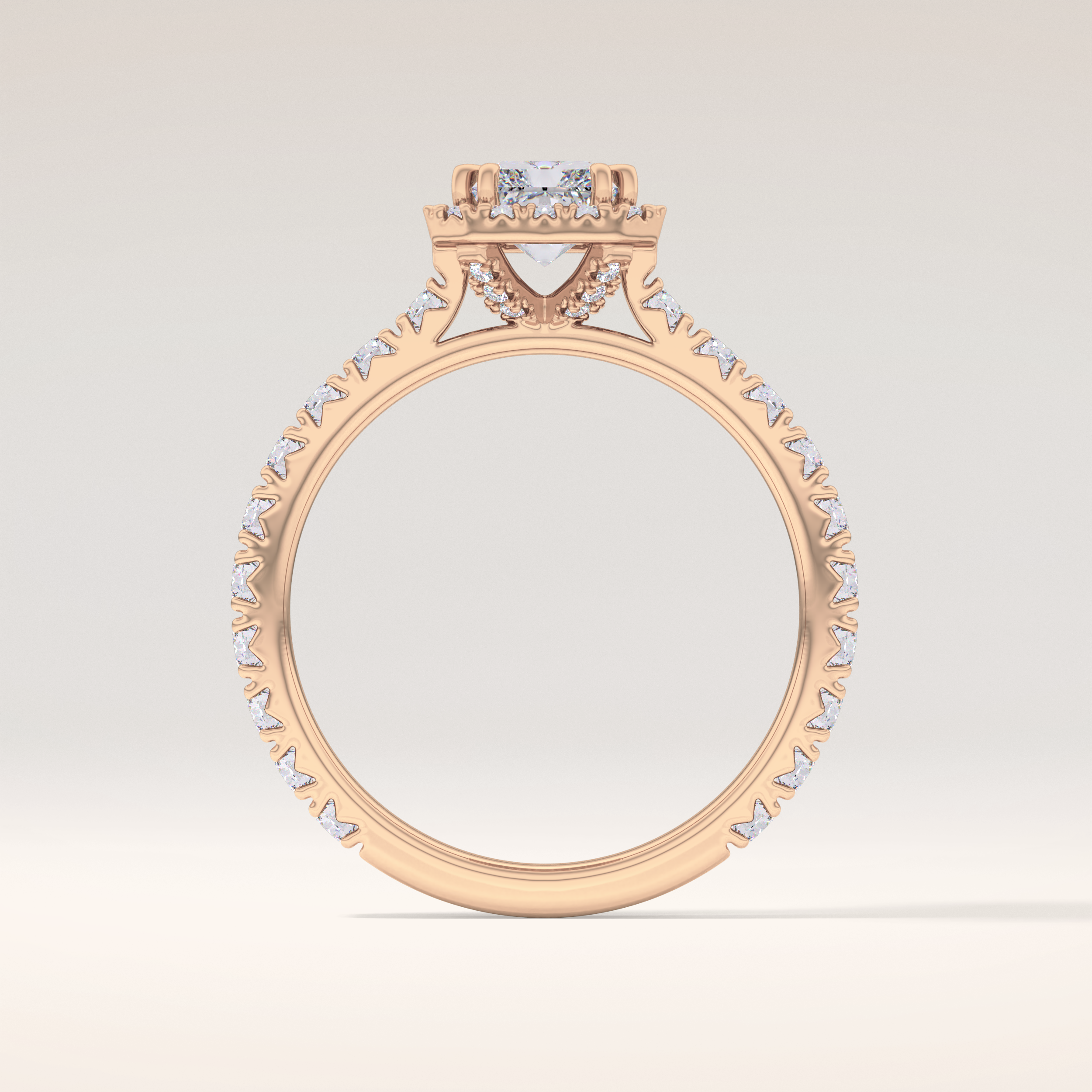 1.21 CT Radiant Shaped Halo & Pave Moissanite Engagement Ring