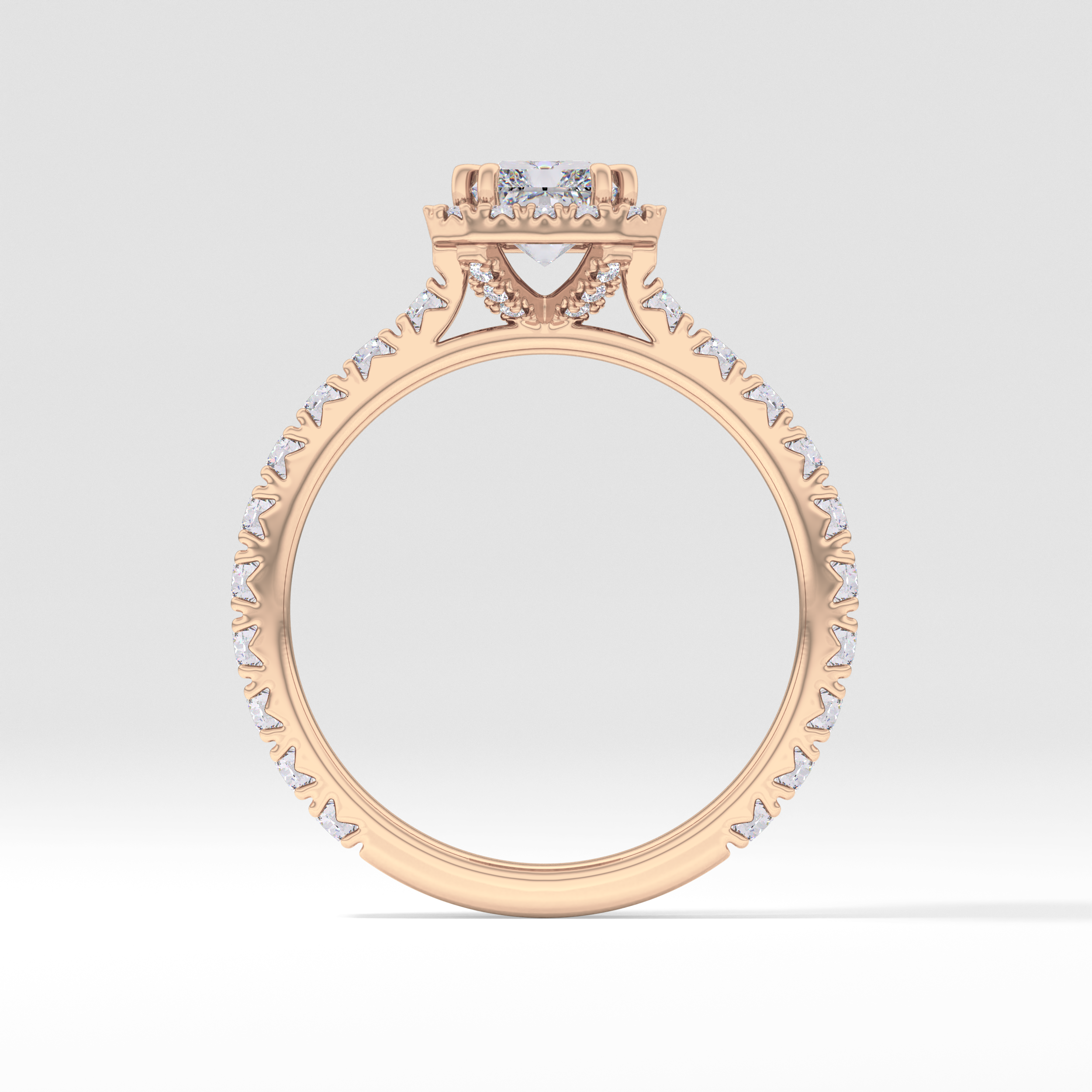 Radiant Halo & Pave Lab Grown Diamond Engagement Ring