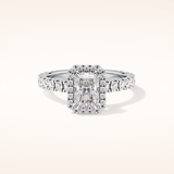 1.21 CT Radiant Shaped Halo & Pave Moissanite Engagement Ring