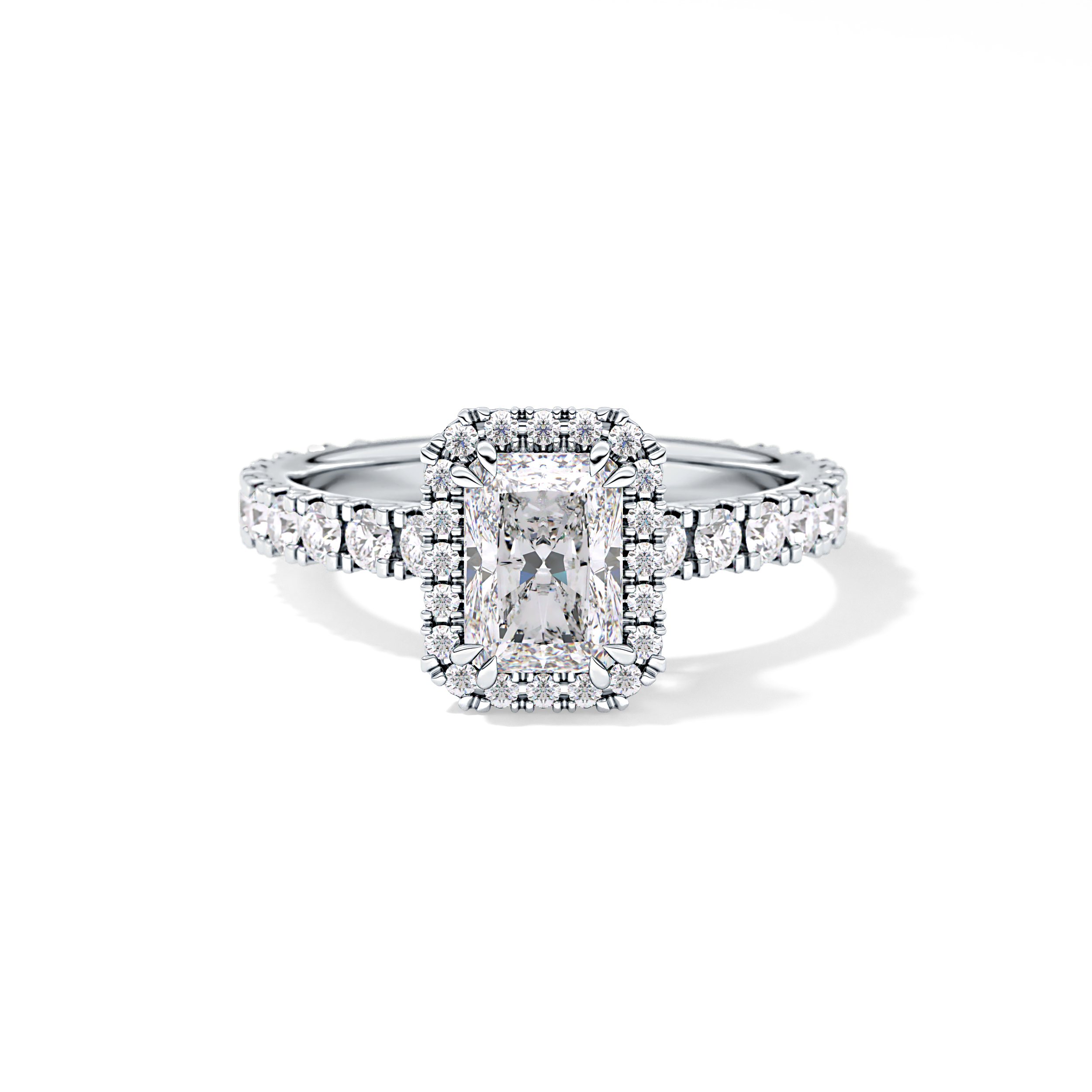 Radiant Halo & Pave Lab Grown Diamond Engagement Ring