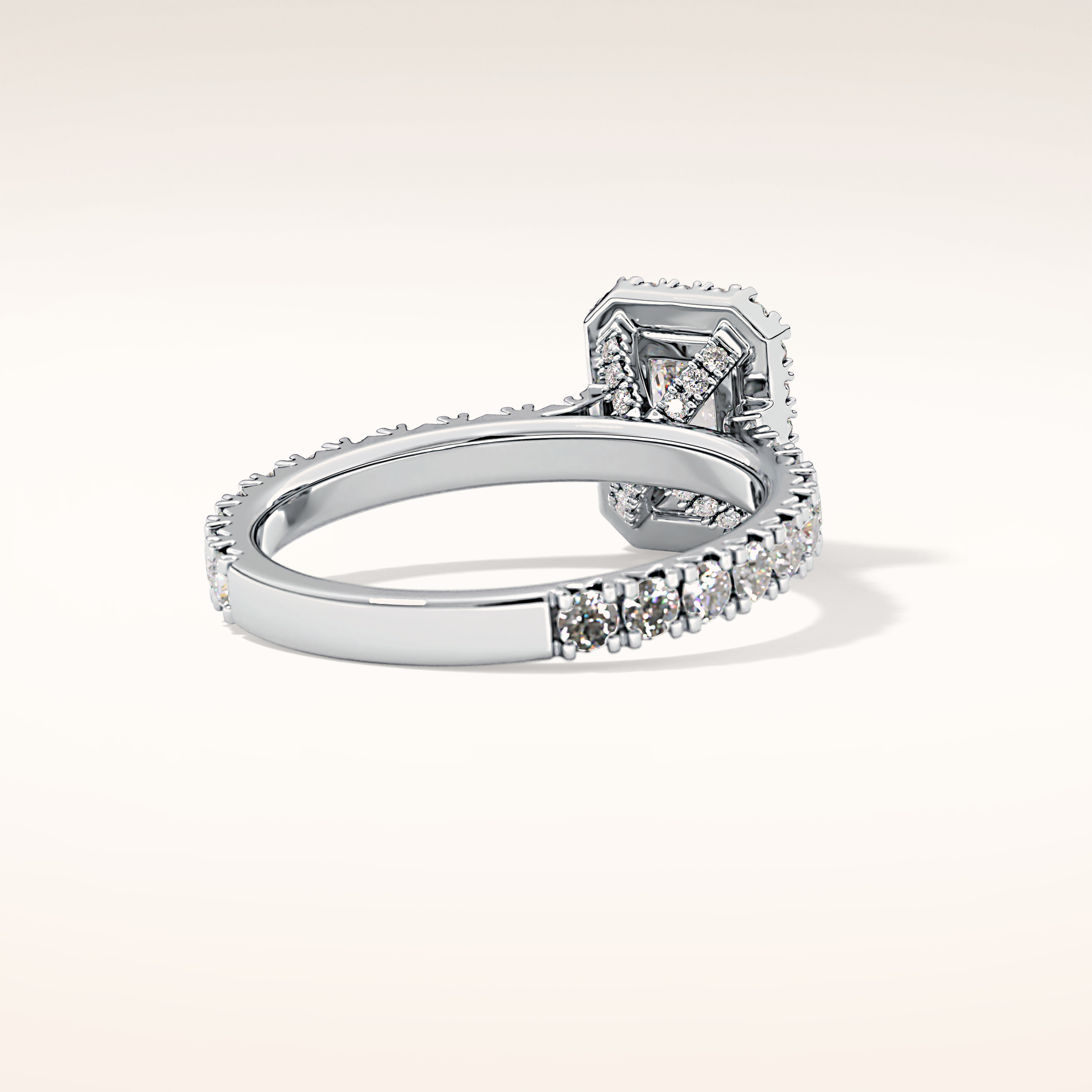 1.21 CT Radiant Shaped Halo & Pave Moissanite Engagement Ring