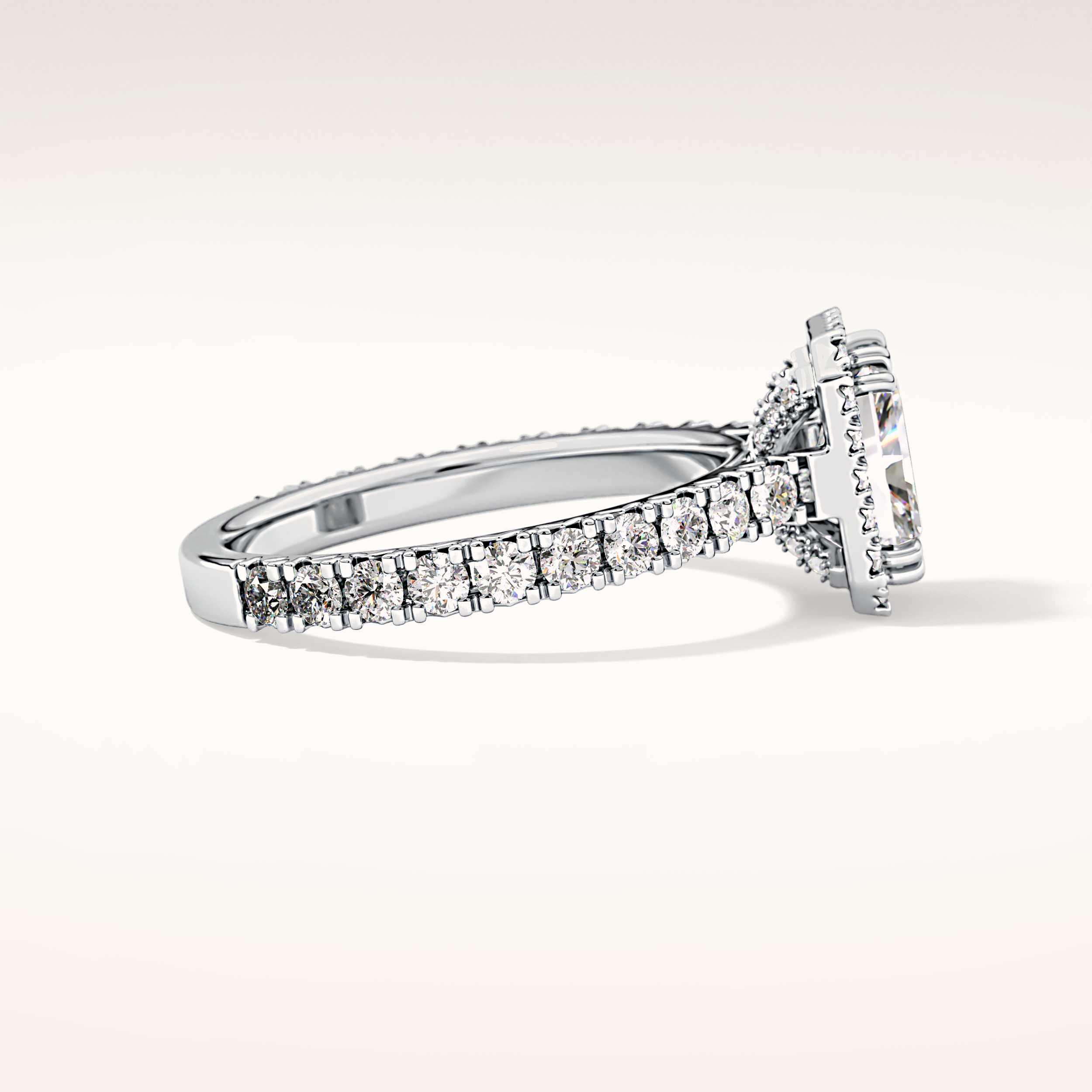 1.21 CT Radiant Shaped Halo & Pave Moissanite Engagement Ring