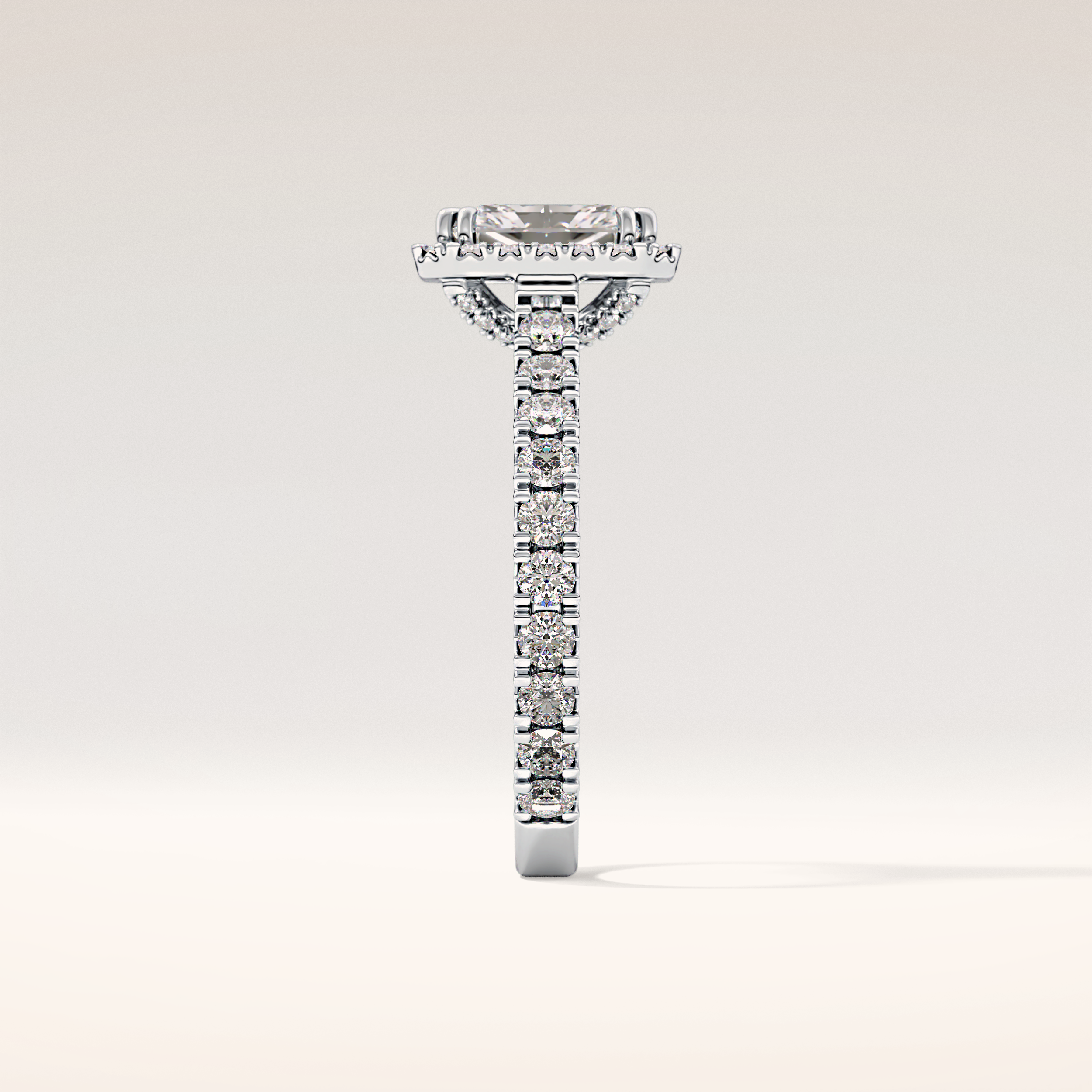 1.21 CT Radiant Shaped Halo & Pave Moissanite Engagement Ring