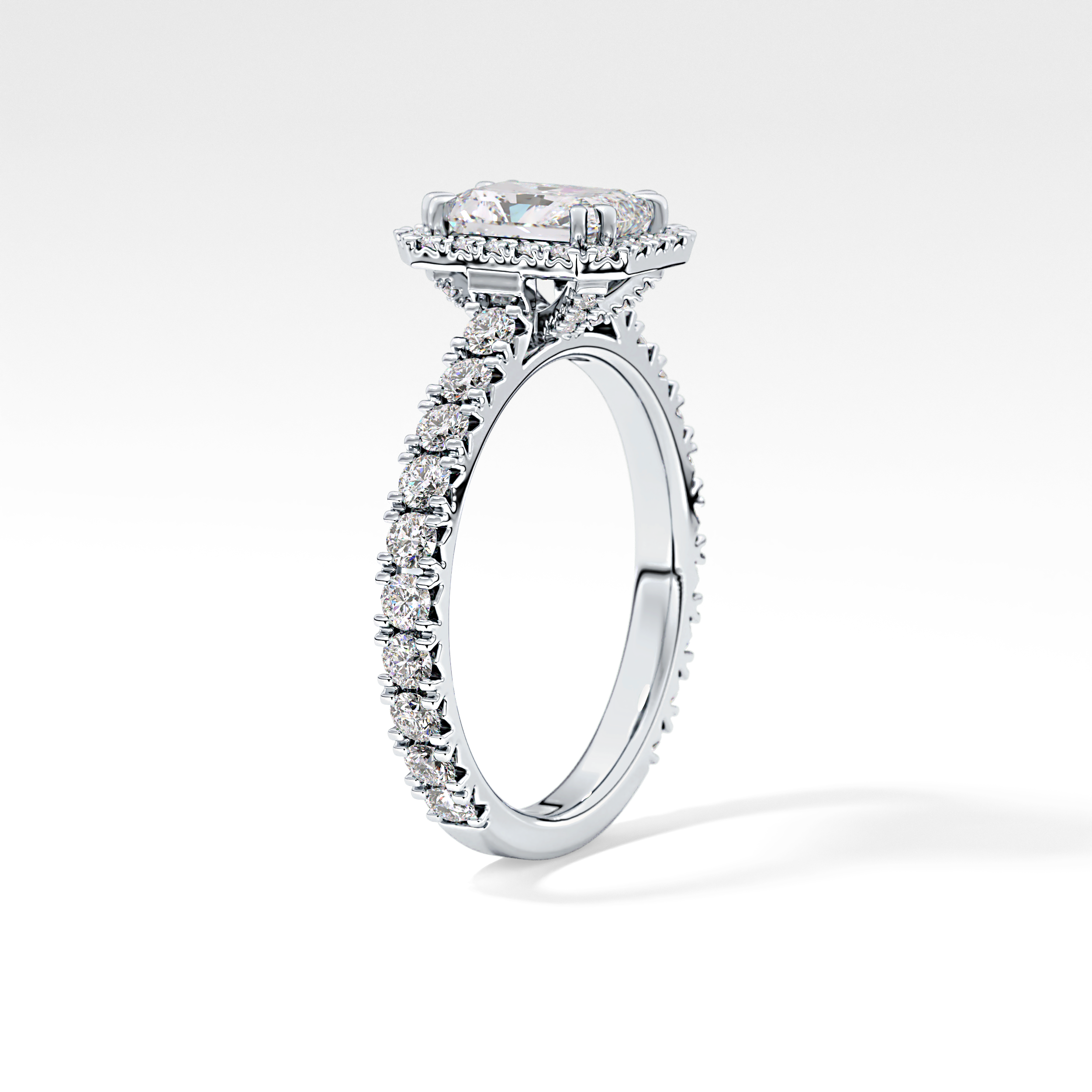 Radiant Halo & Pave Lab Grown Diamond Engagement Ring