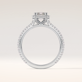 1.21 CT Radiant Shaped Halo & Pave Moissanite Engagement Ring