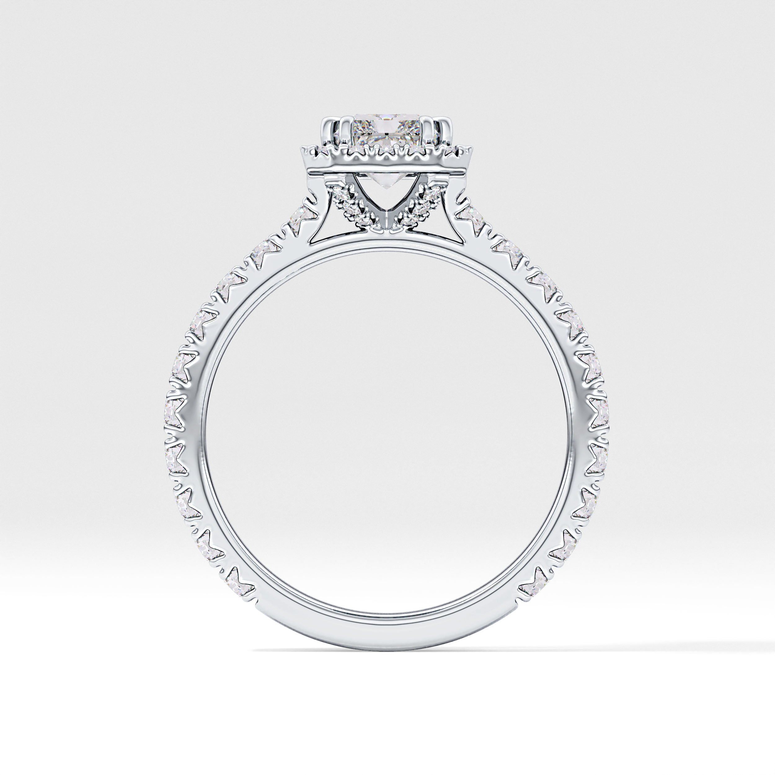 Radiant Halo & Pave Lab Grown Diamond Engagement Ring