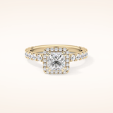 1.04 CT Princess Shaped Halo & Pave Moissanite Engagement Ring
