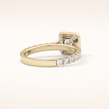 1.04 CT Princess Shaped Halo & Pave Moissanite Engagement Ring