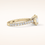 1.04 CT Princess Shaped Halo & Pave Moissanite Engagement Ring